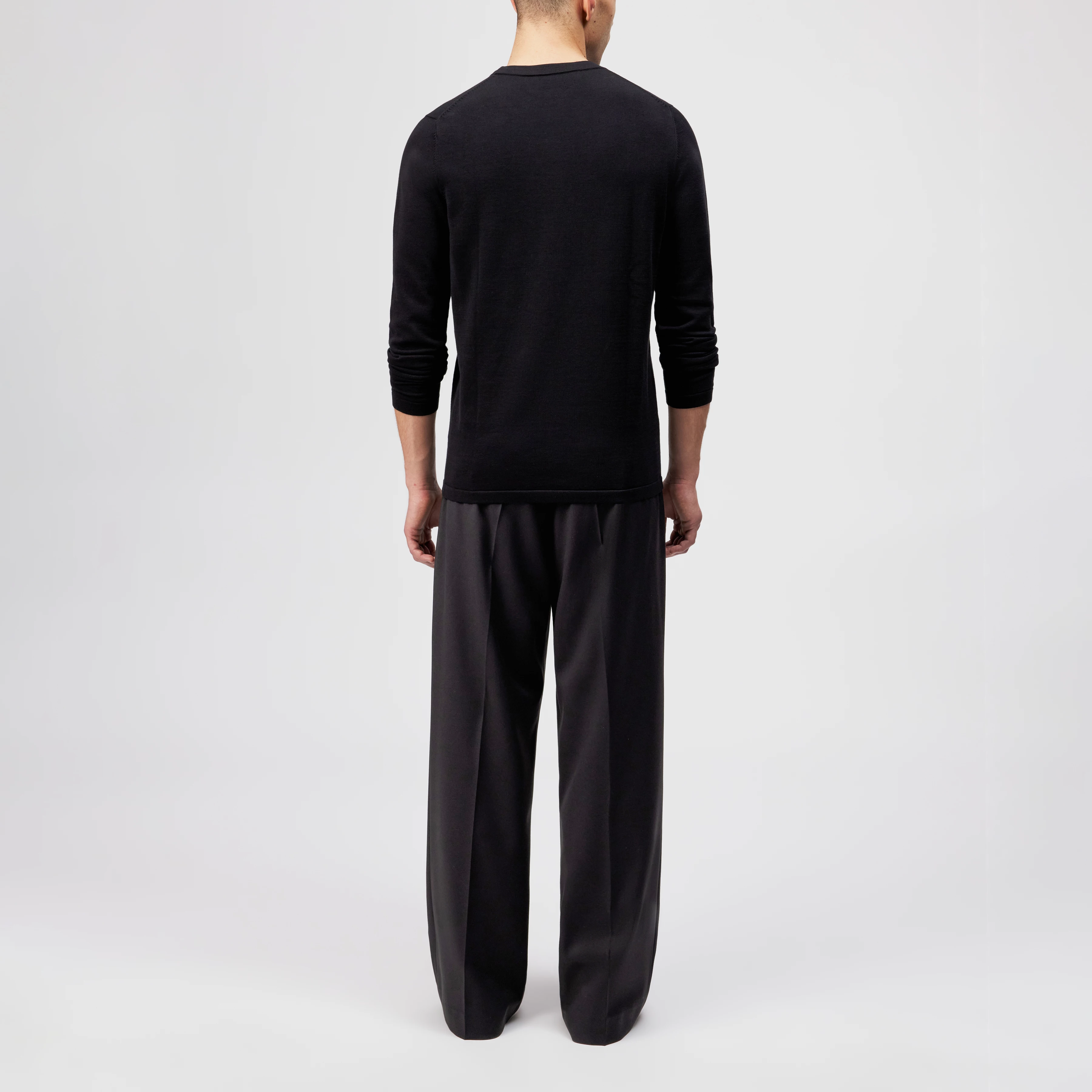 IRMINO - Long sleeve in pure cotton - men - black - Rückansicht