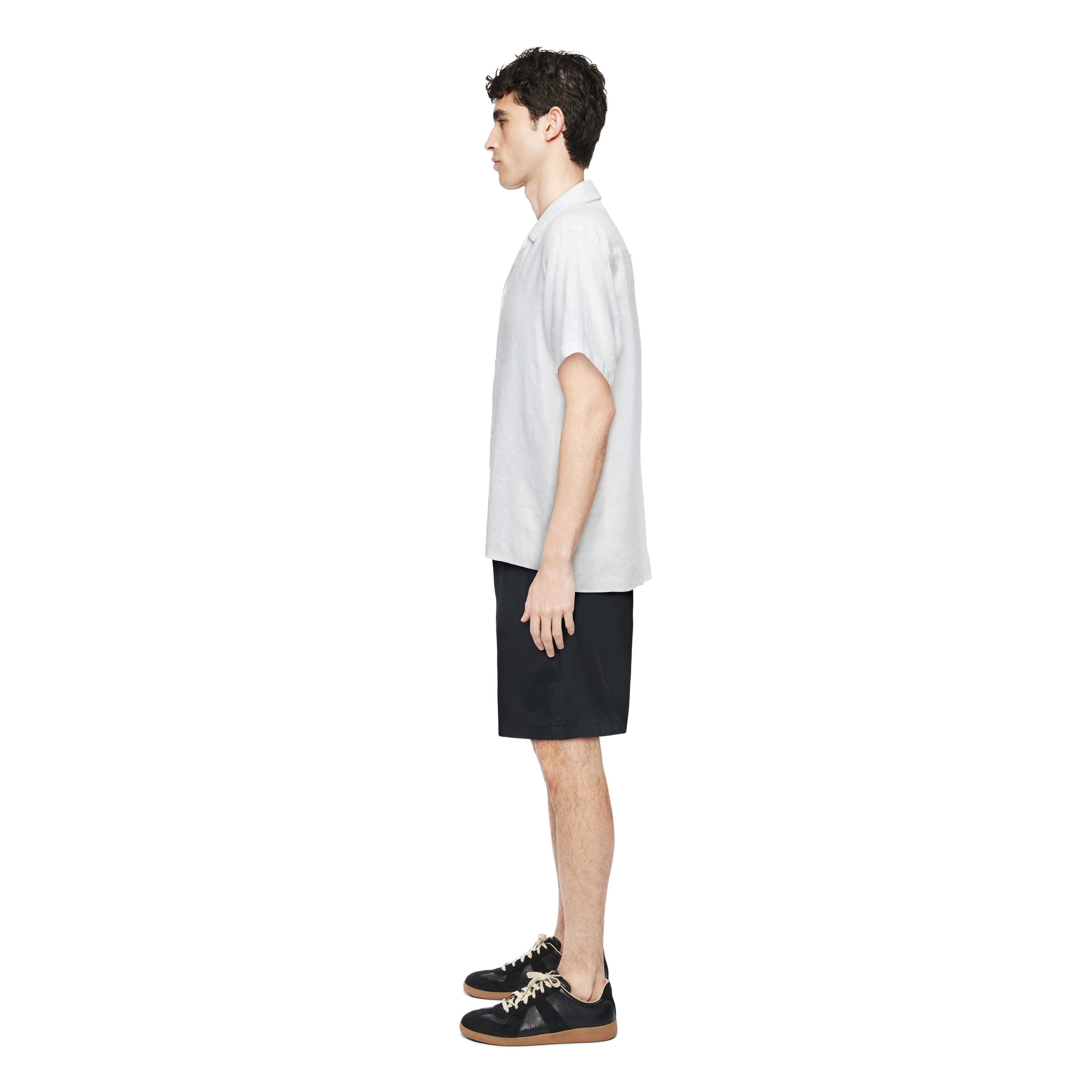 BIJAN_2 - Casual overhemd met korte mouwen in linnen-katoenmix - heren - wit - Seitenansicht