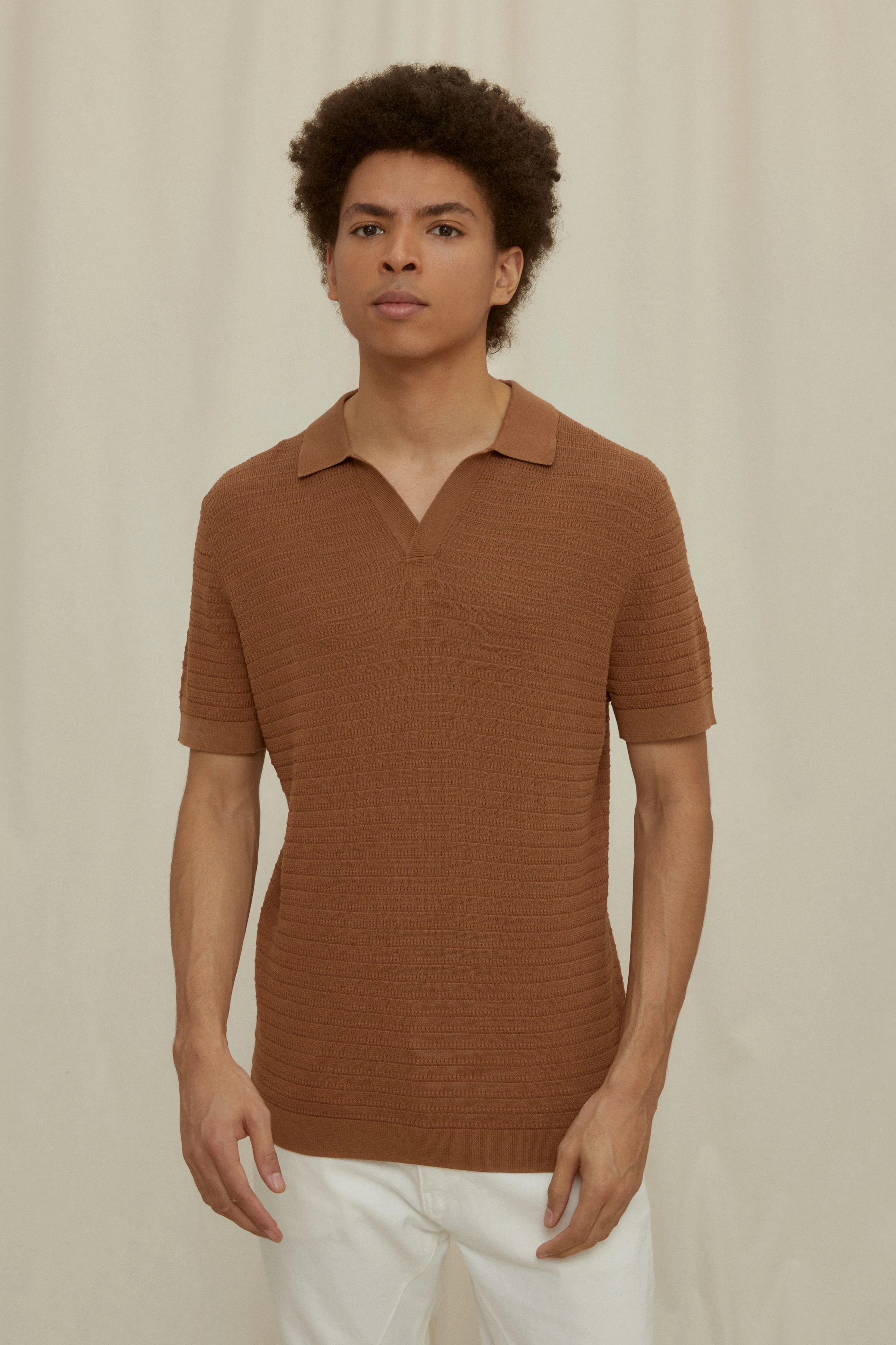 BRAIAN - poloshirt - heren - bruin - Seitenansicht