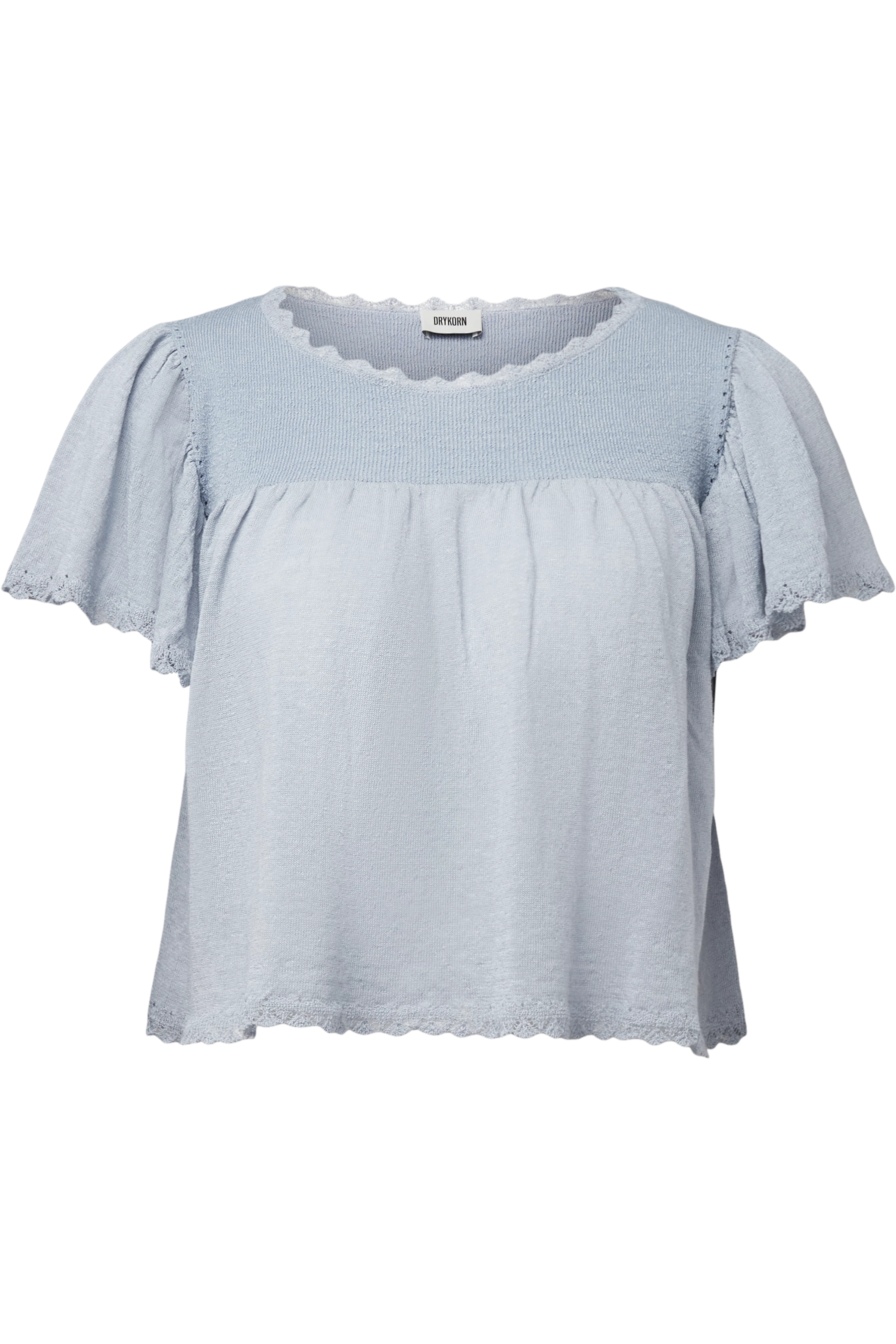 TAYLIE - Cropped blouse in linen blend - women - blue - Freisteller Frontansicht