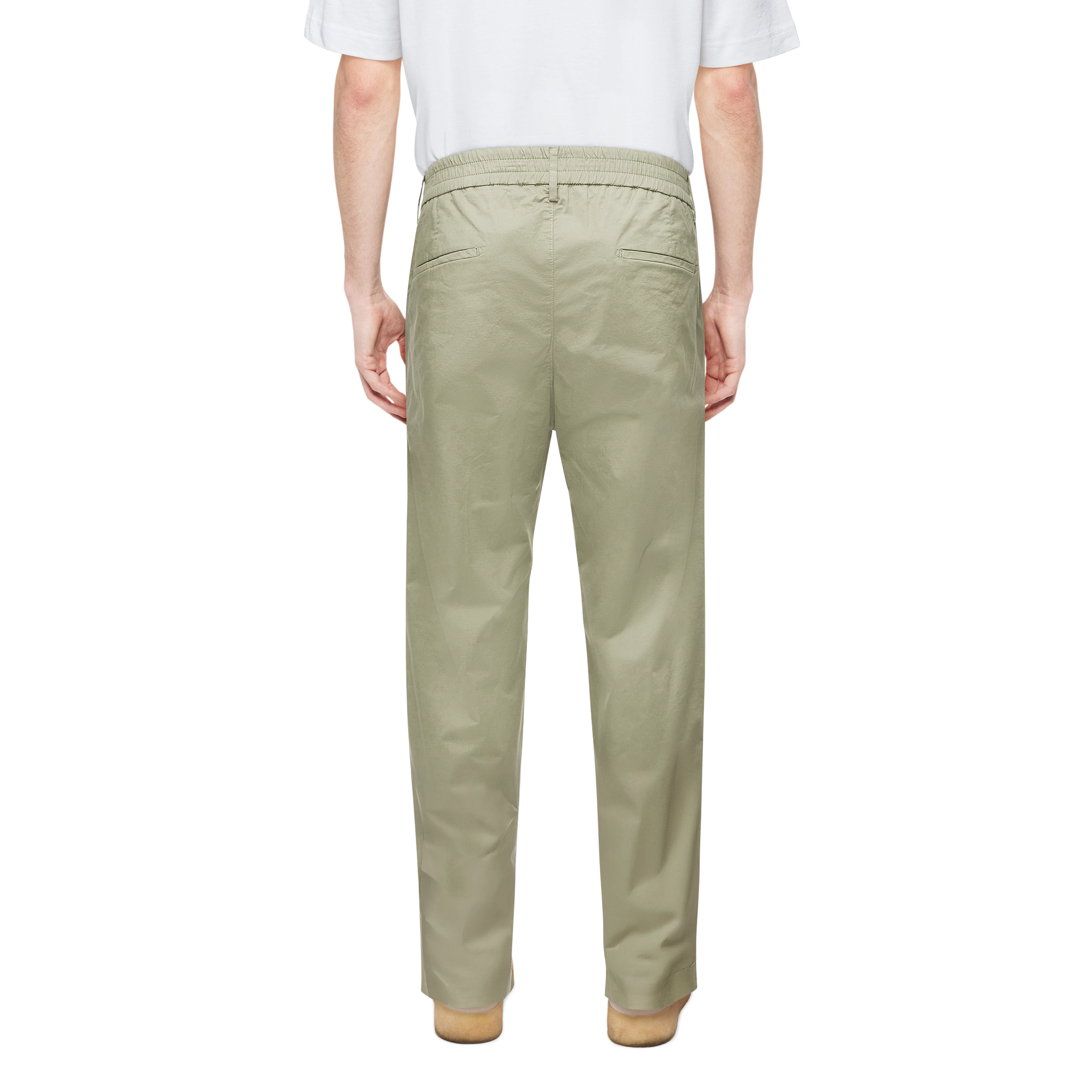 CHASY_RGLR - Casual broek met plooi in katoen gabardine - heren - groen - Rückansicht