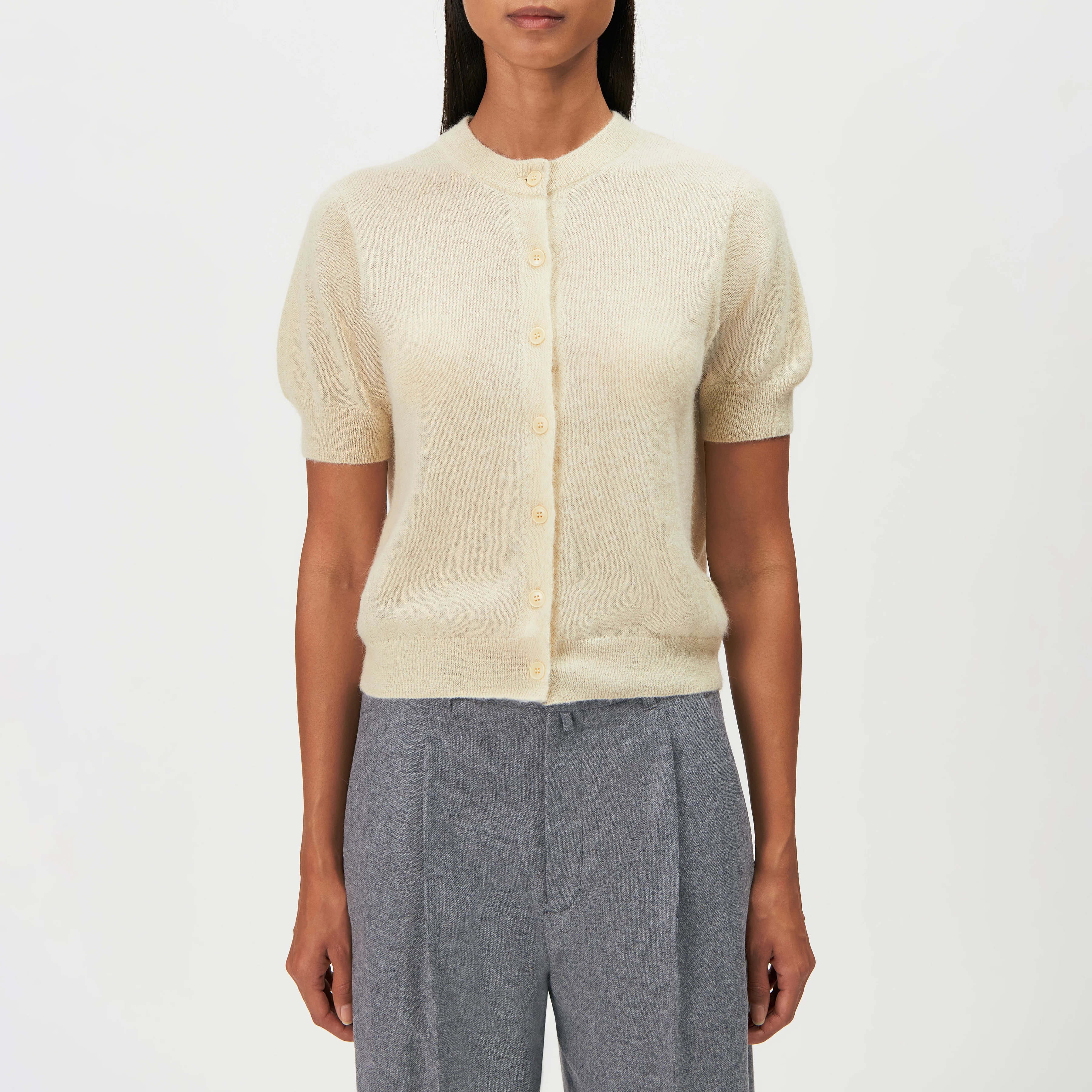 DARYANI - Alpaca-blend cropped cardigan - women - yellow - Frontansicht