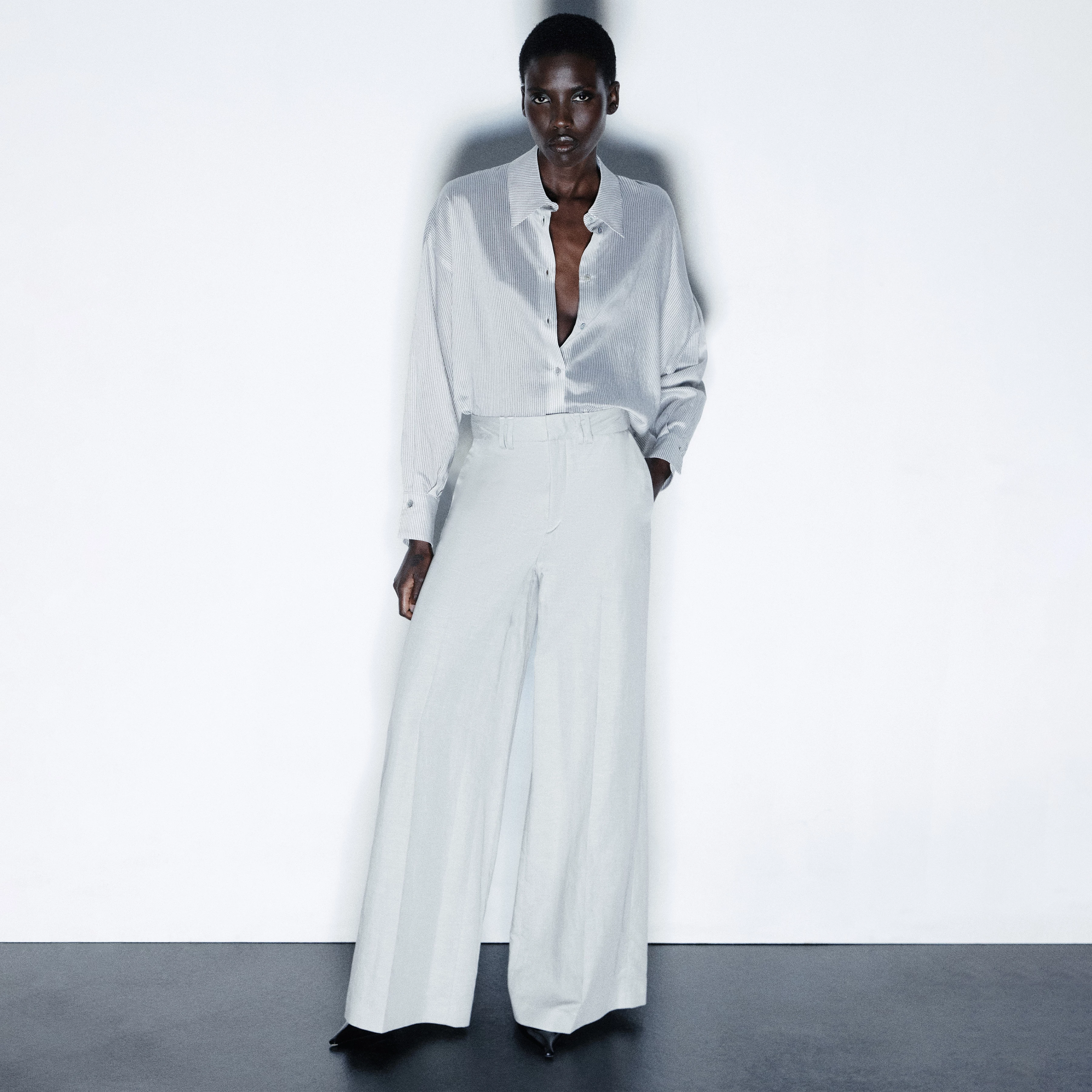 AQUITE - Linen-blend Marlene trousers - women - grey