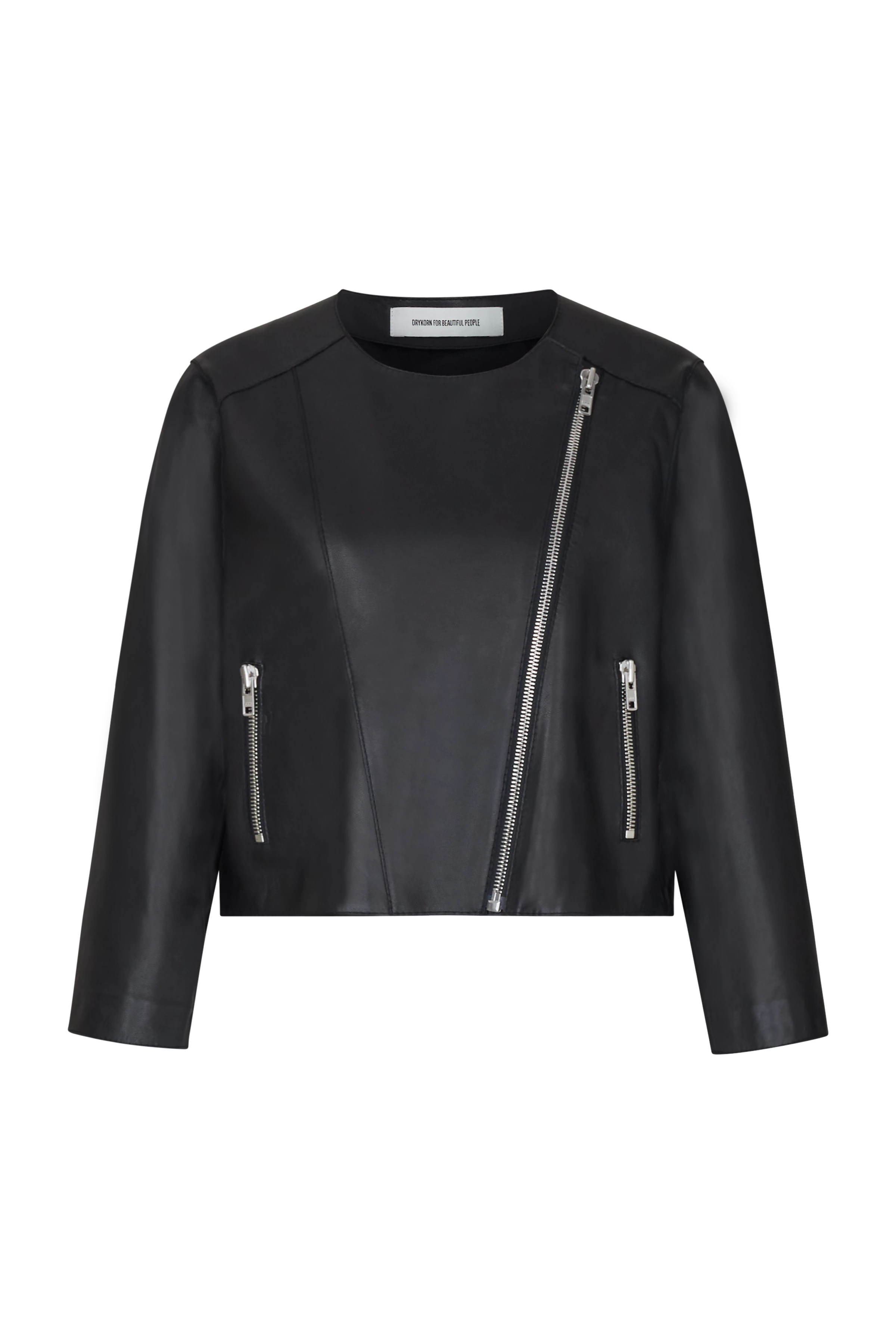 BROMHAM - Veste de biker réduite en cuir nappa doux - women - noir - Freisteller Frontansicht