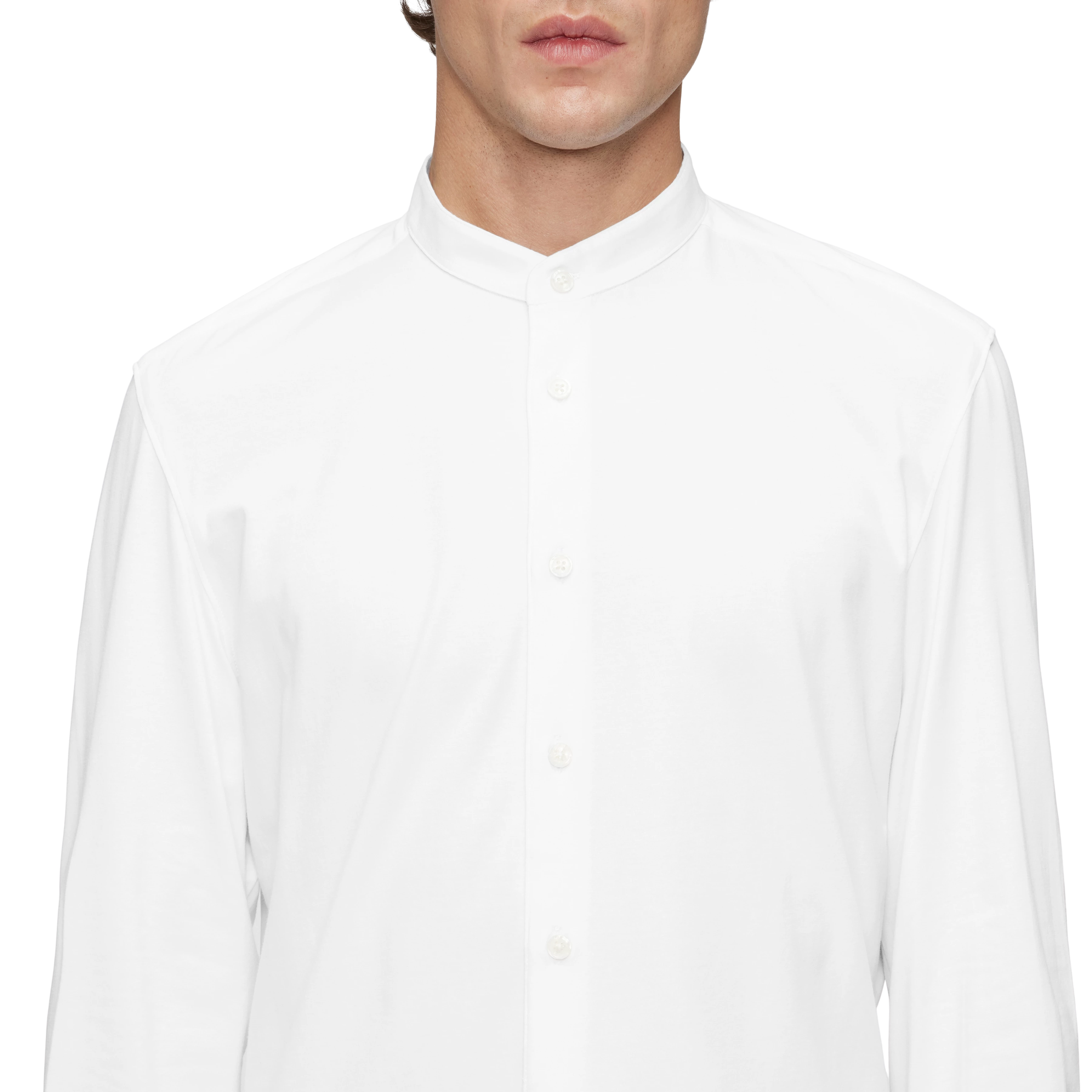 TIO - Slim fit overhemd van elastisch katoen - heren - wit - Detailansicht am Model