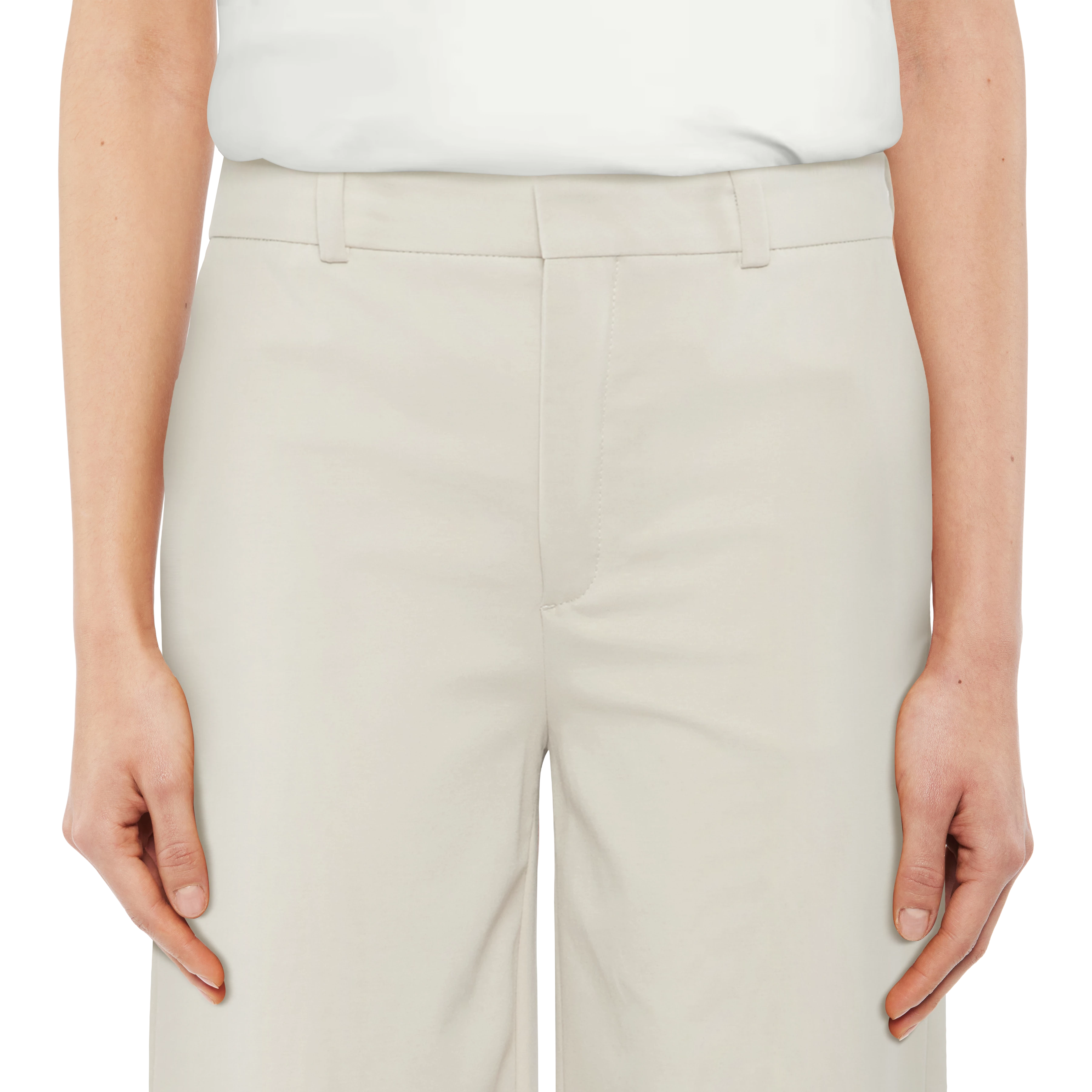 SOUGHT - Trousers with barrel leg in Punto Milano jersey - women - beige - Detailansicht am Model