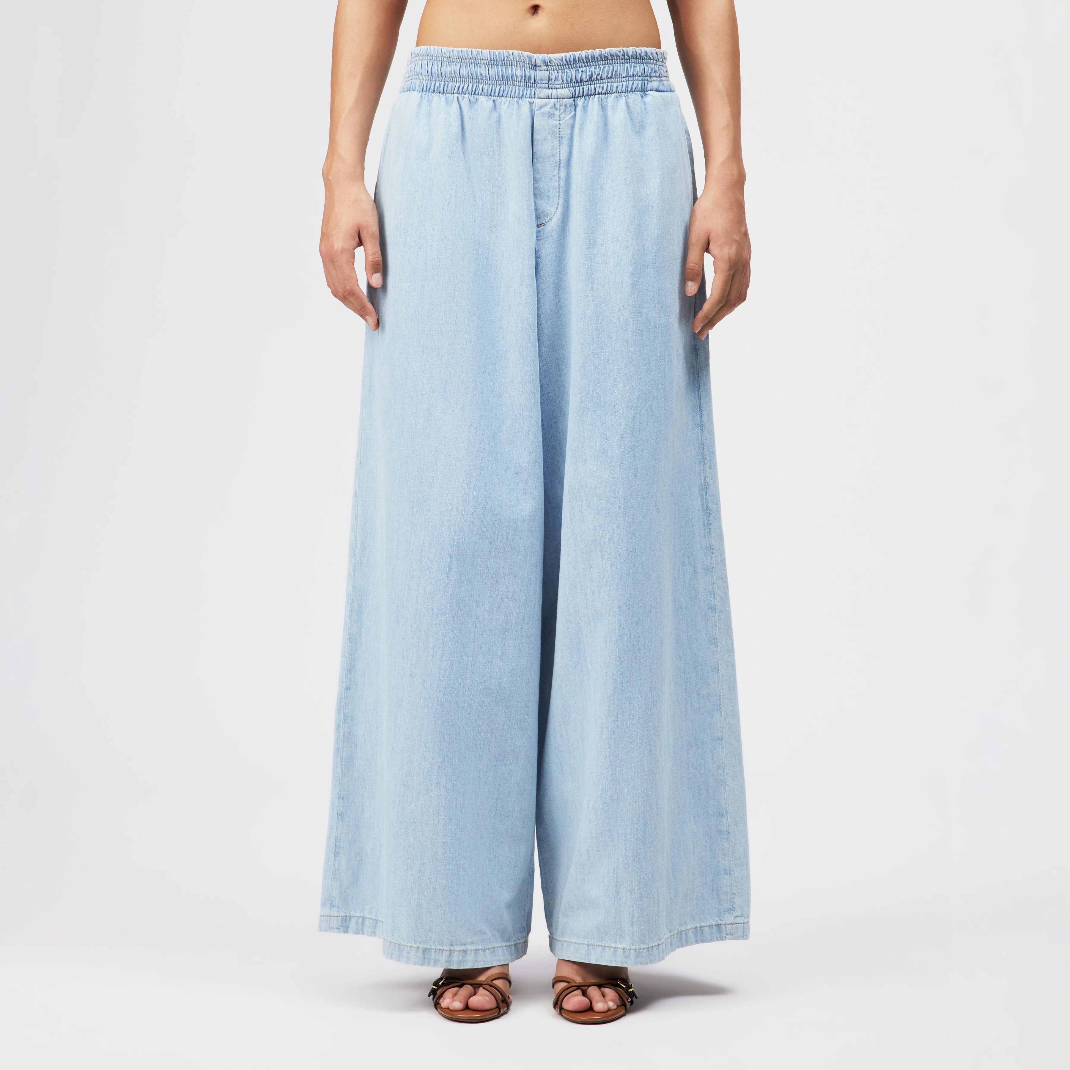 CEILING - Wijde broek in lichtblauw denim - dames - blauw - Frontansicht