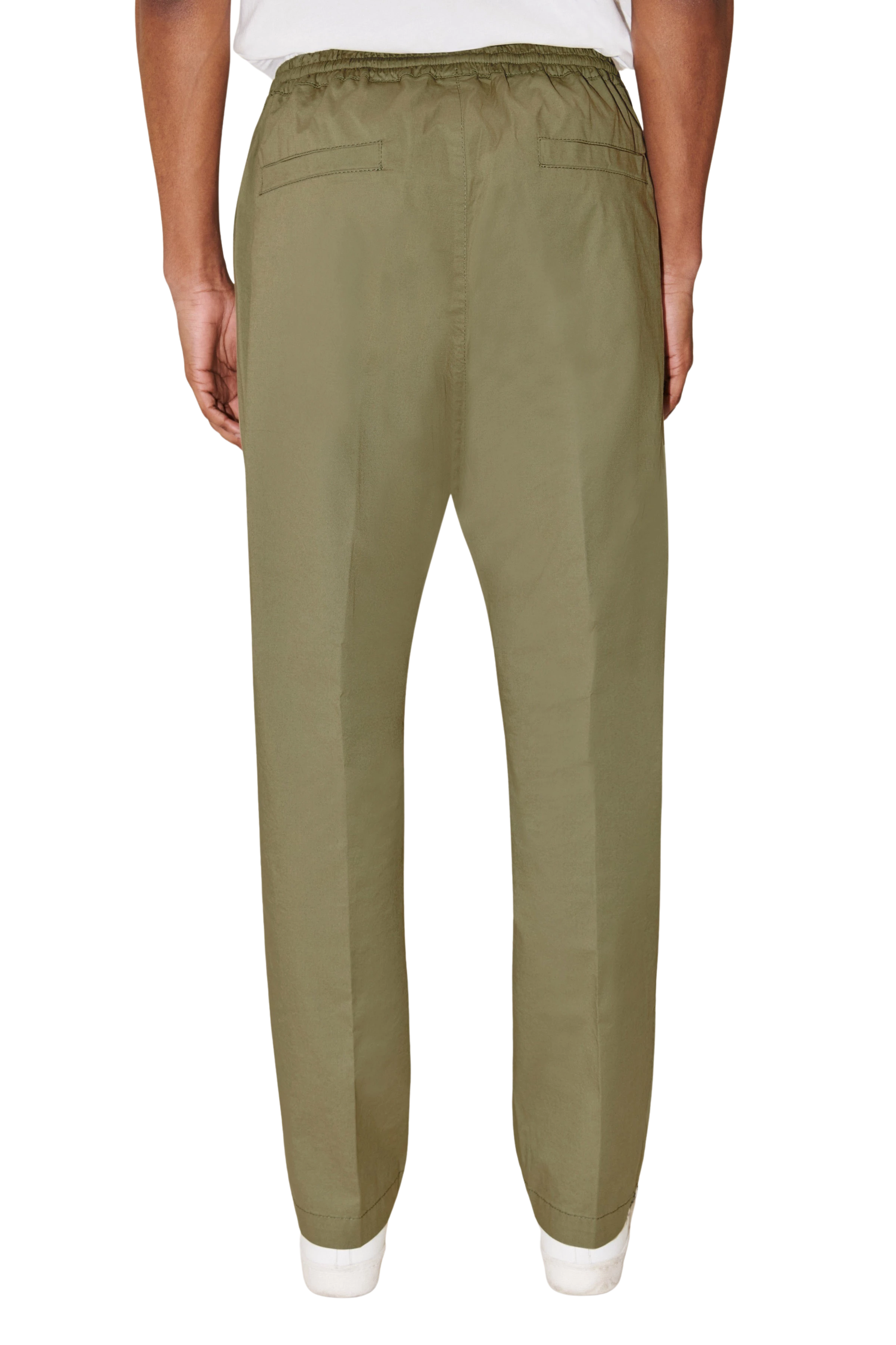 MORVI - Pleated trousers in cotton stretch - men - green - Rückansicht