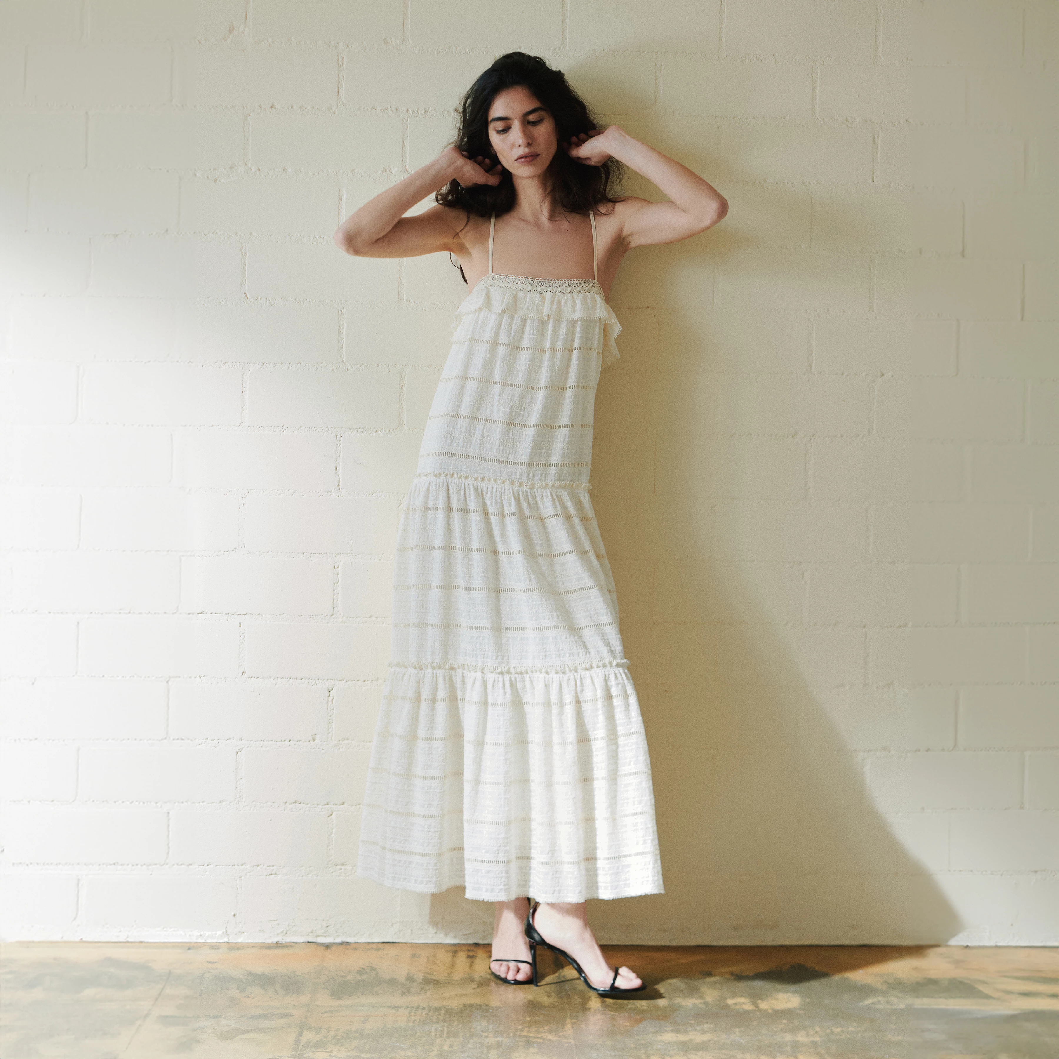 NIVELA - Cotton-silk maxi sundress - women - off white