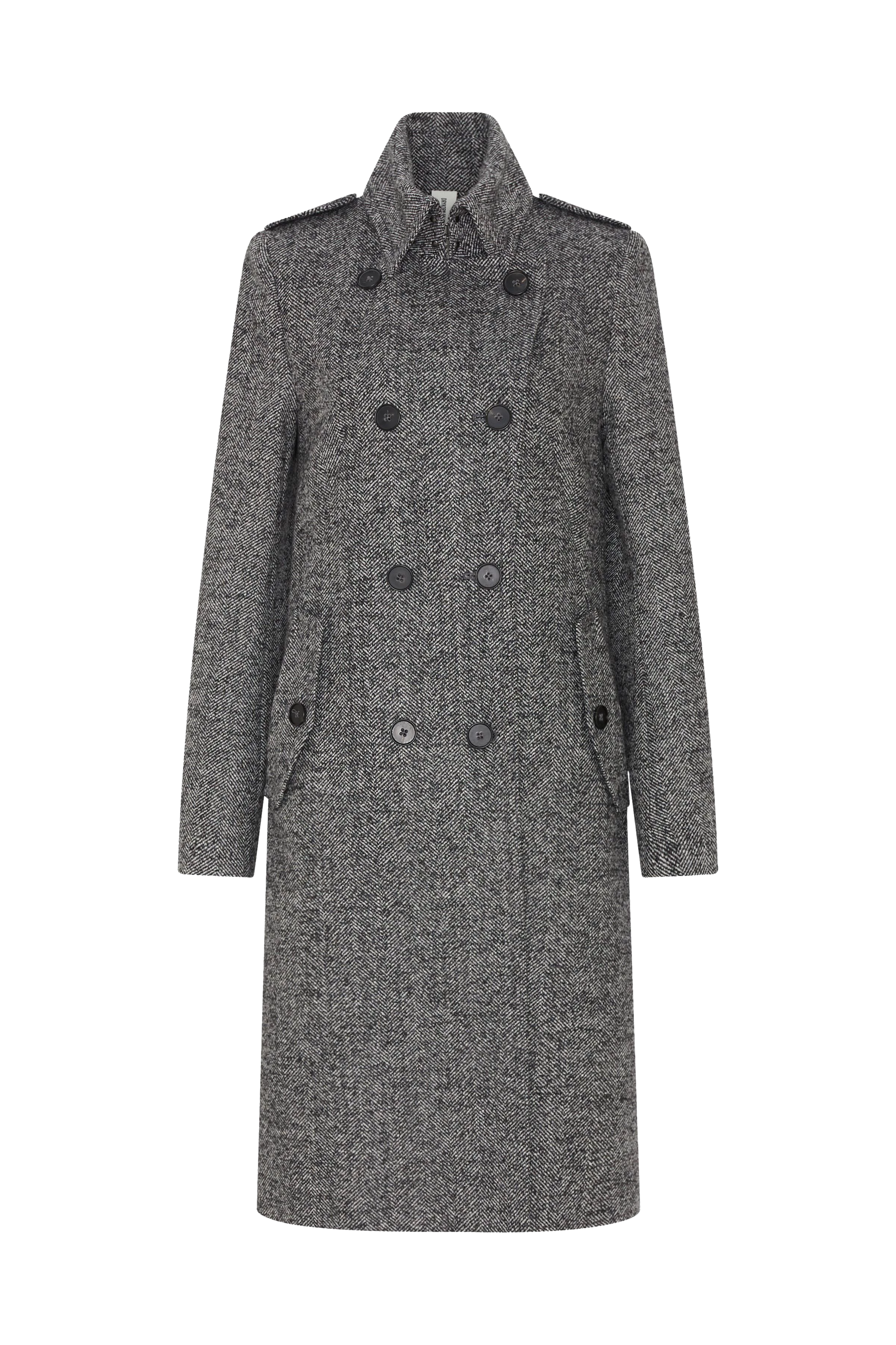 HARLESTON - uniform coat in wool with herringbone design - women - grey - Freisteller Frontansicht