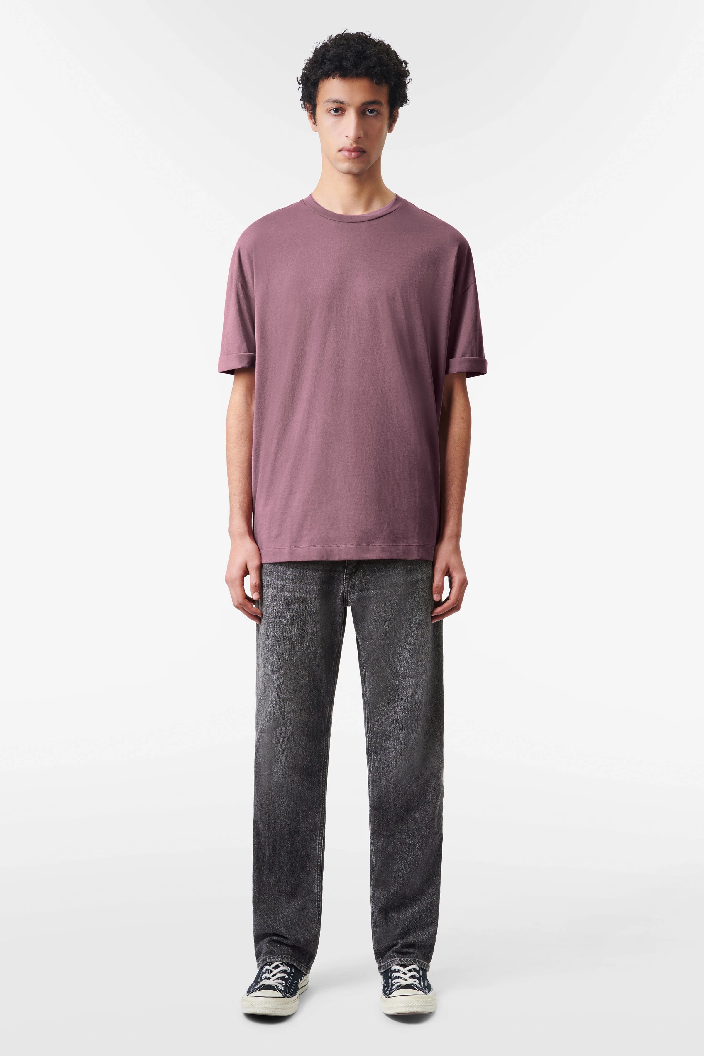 THILO - Relaxed-Fit T-Shirt in reiner Baumwolle - Herren - lila - Ganzkörper-Frontansicht