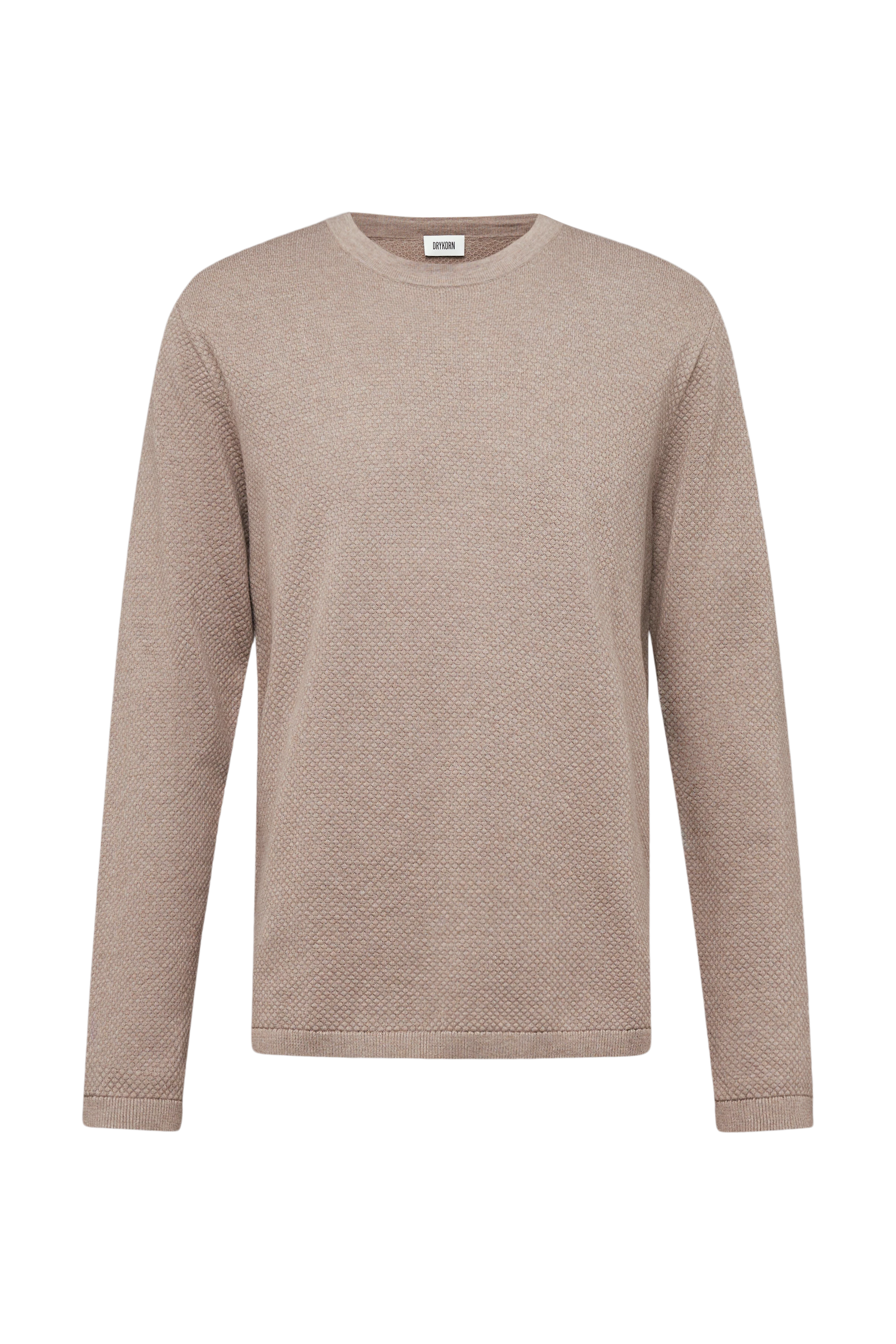 IRMINO - Longsleeve in cotton ajour - men - brown - Freisteller Frontansicht