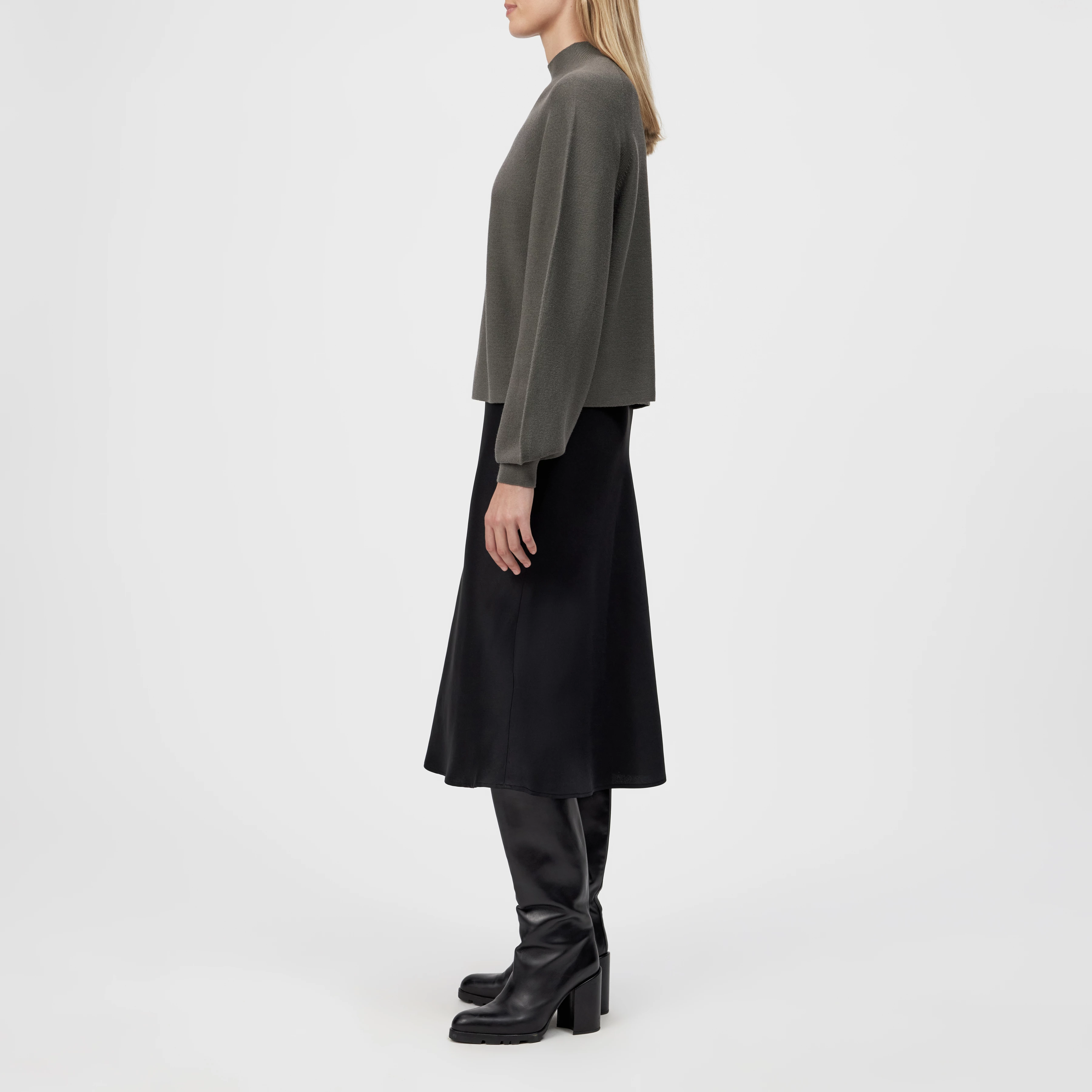 KIMONI - Pull à manches ballon 100 % laine mérinos - women - gris - Seitenansicht