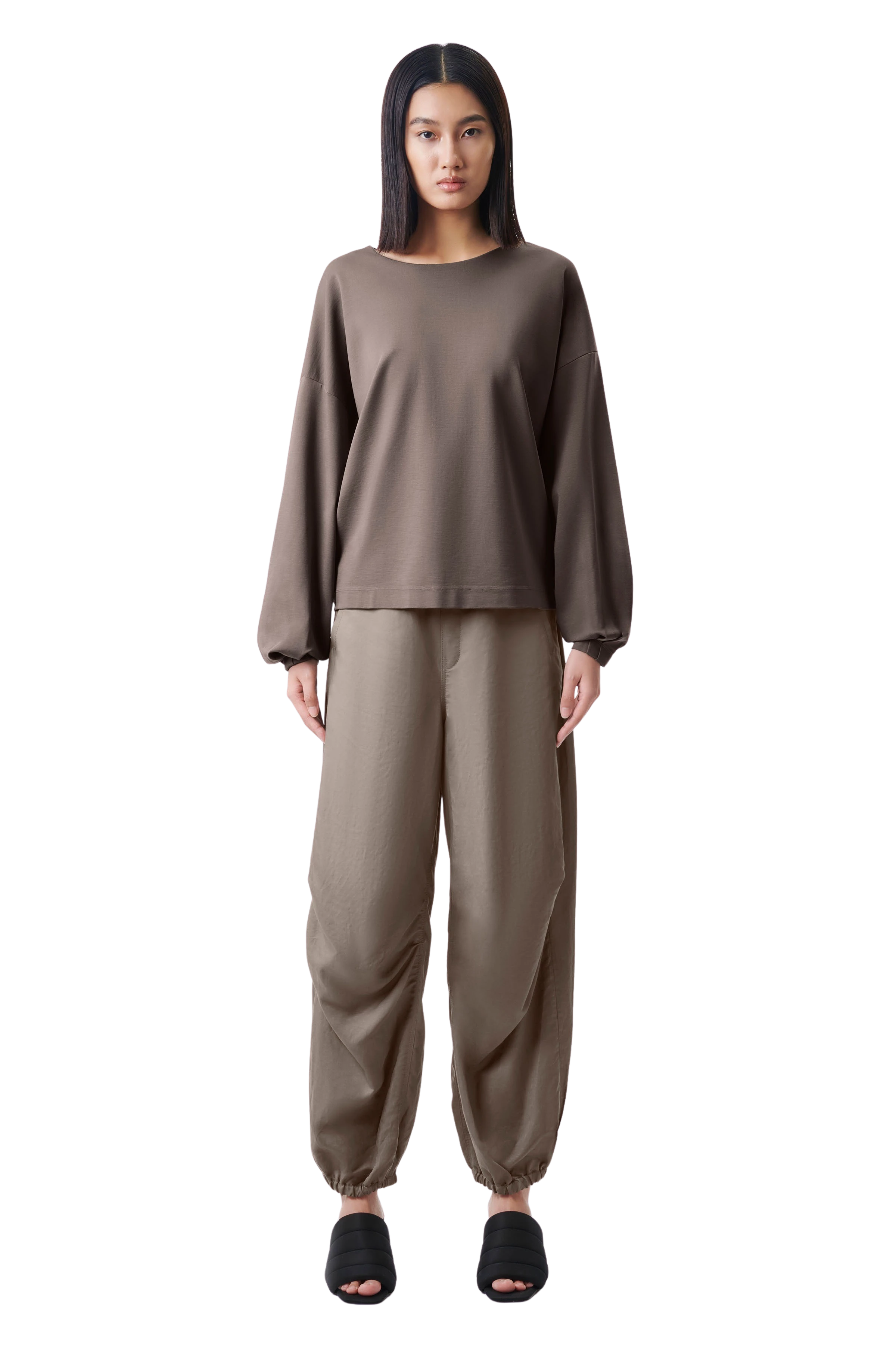 GADESSY - Longsleeve in Lyocell-Mix - Damen - braun - Ganzkörper-Frontansicht