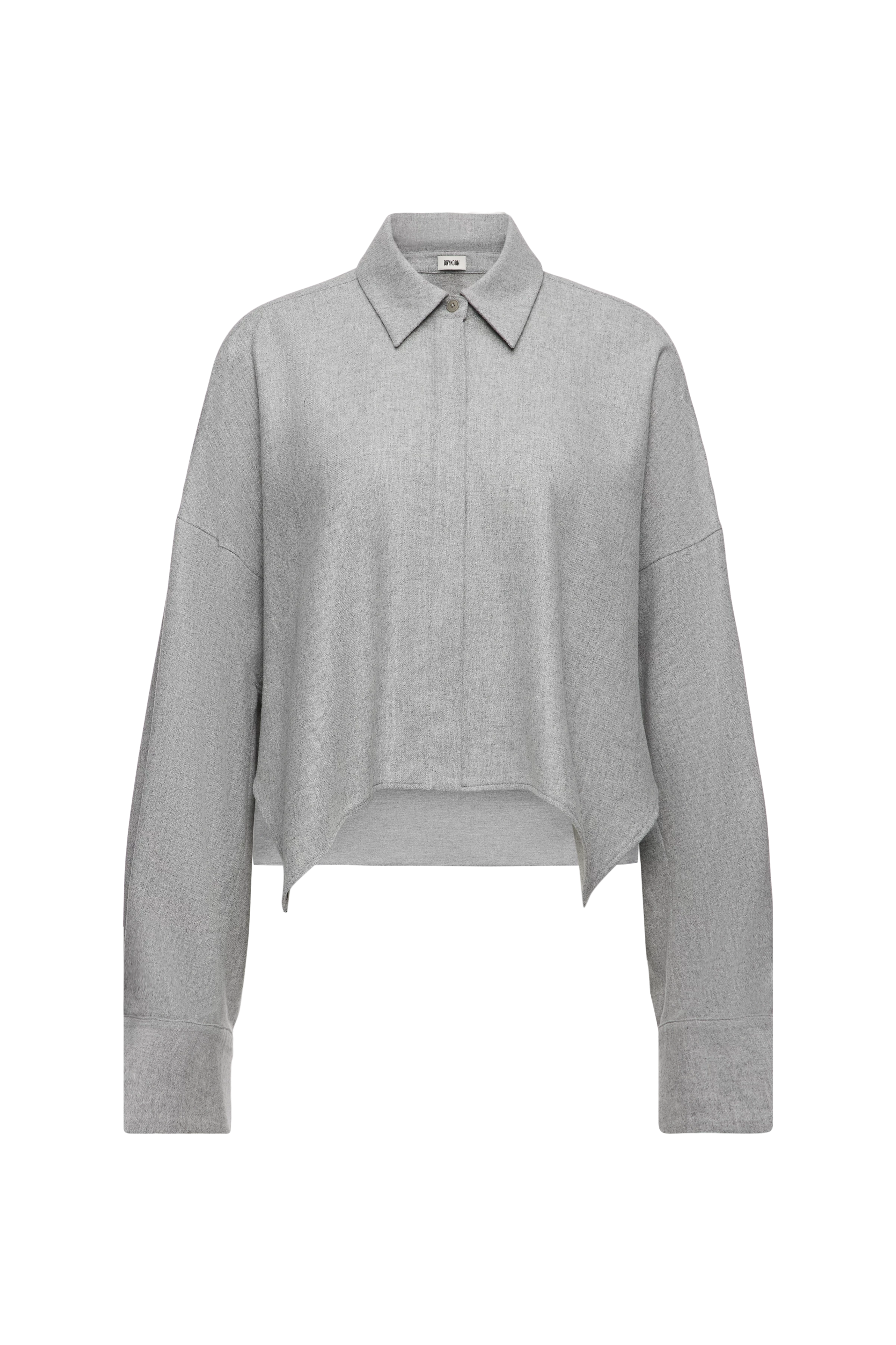 OSHIA - Oversized Hemdbluse in Flanell - Damen - grau - Freisteller Frontansicht