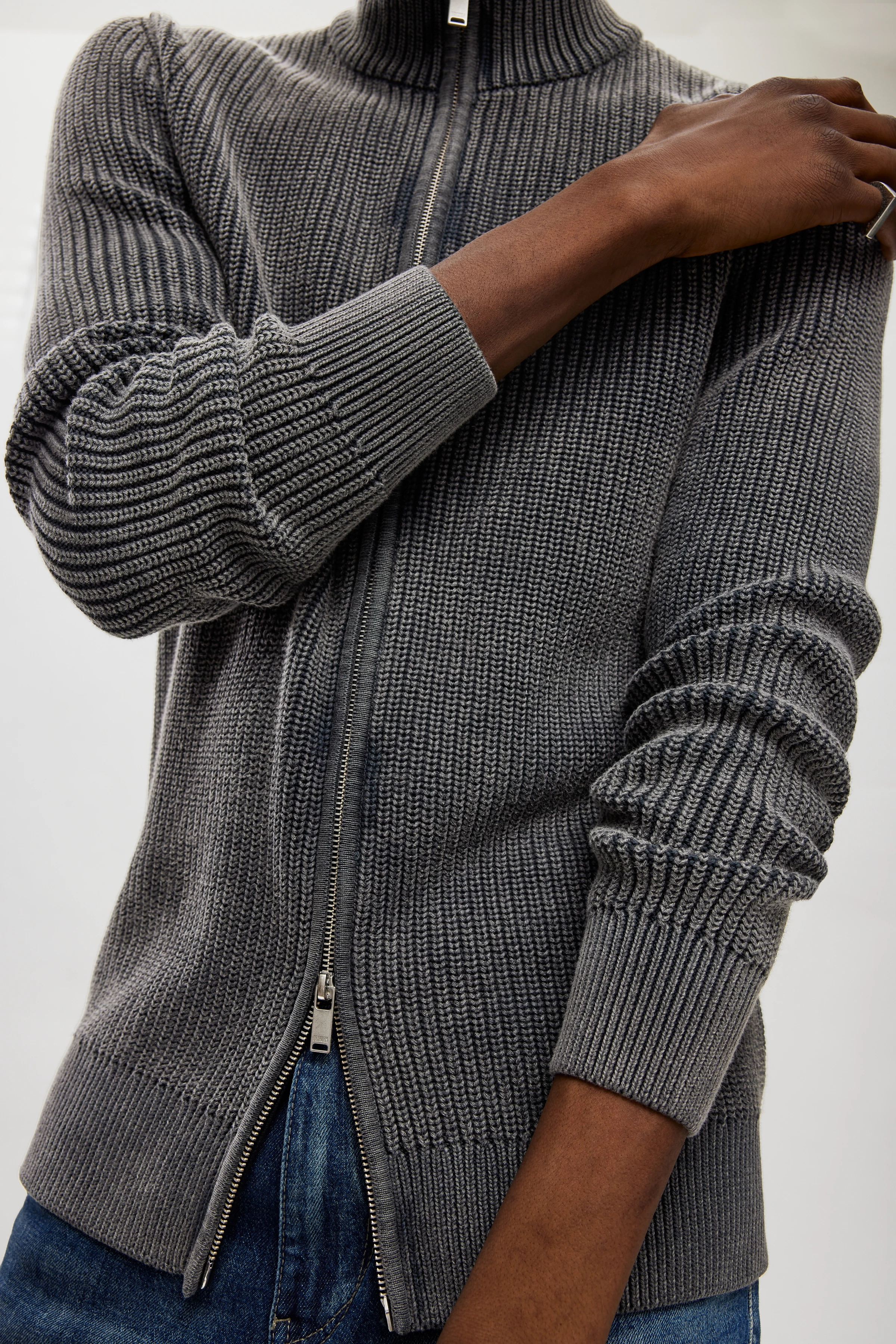 ANTONIO - Zipjacke aus Baumwolle - Herren - grau - Seitenansicht