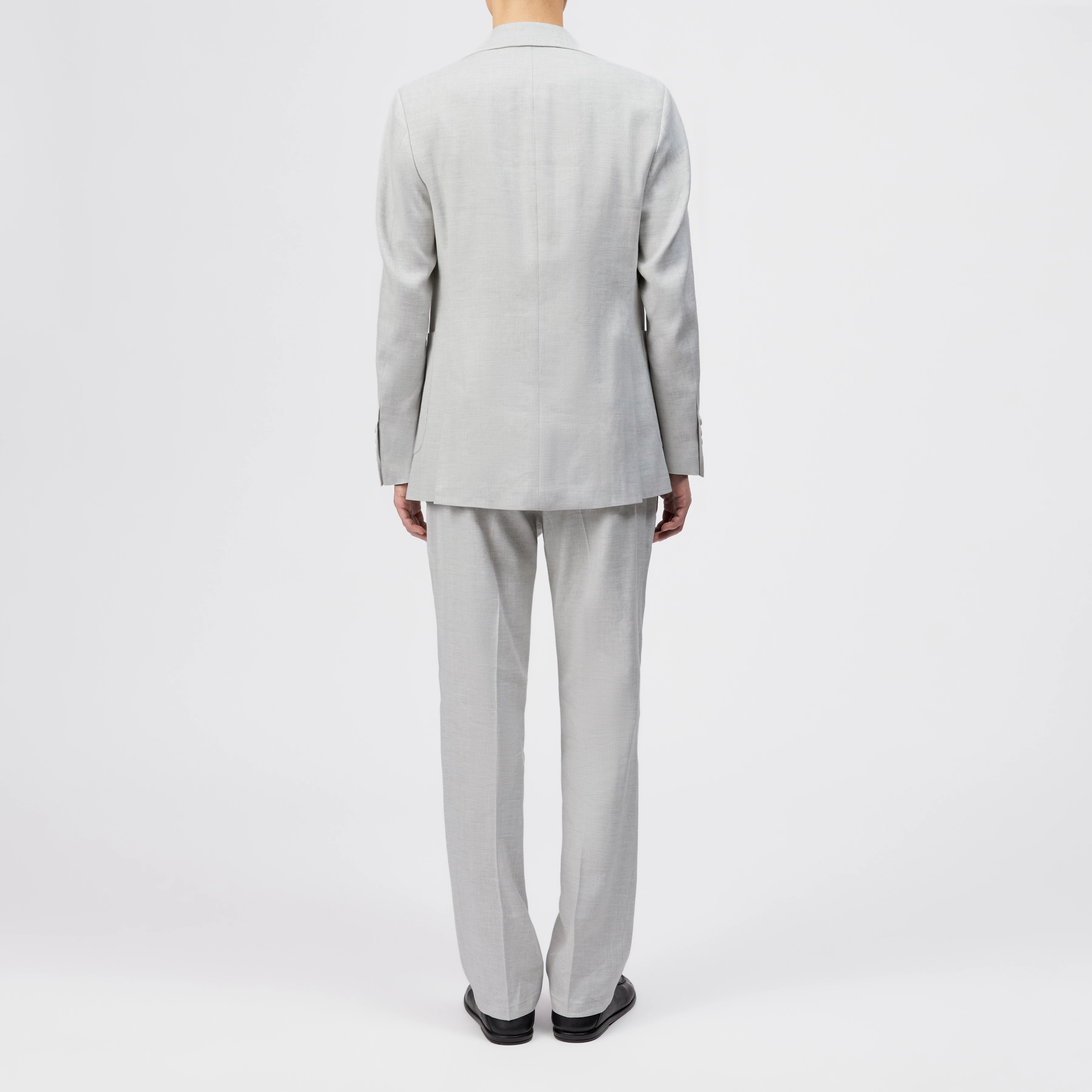 YEMO - Regular fit linen-blend blazer - men - grey - Rückansicht