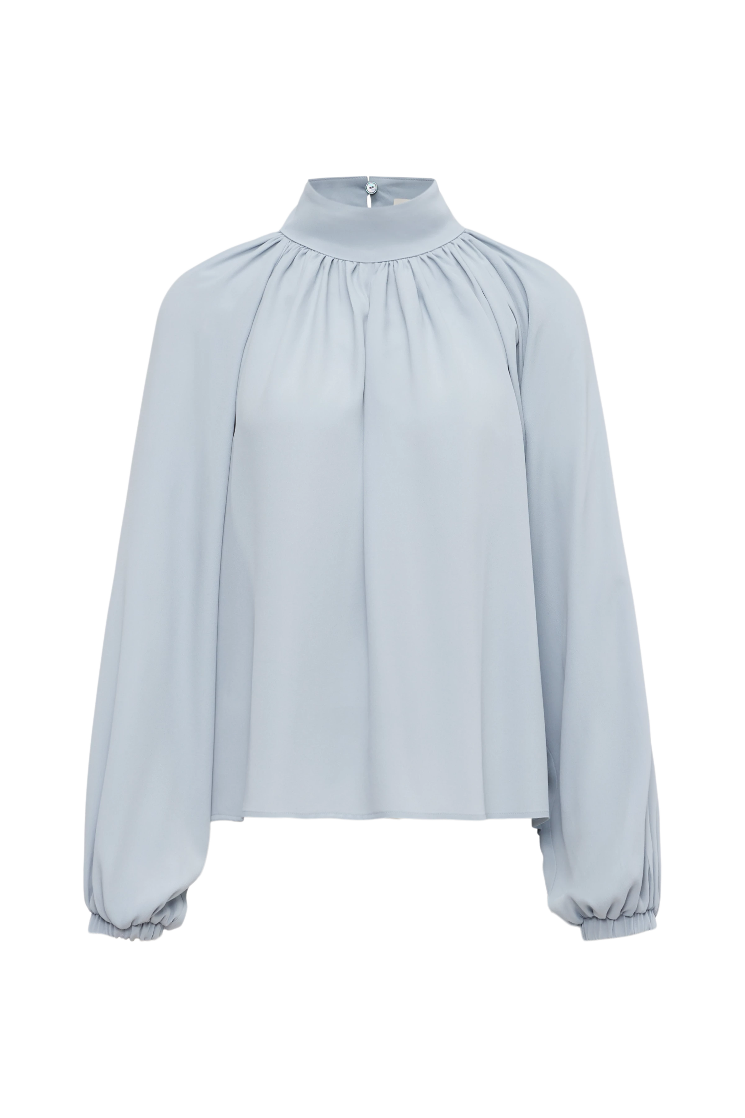 DUMONDA - Boho-Bluse in Seiden-Mix - Damen - blau - Freisteller Frontansicht