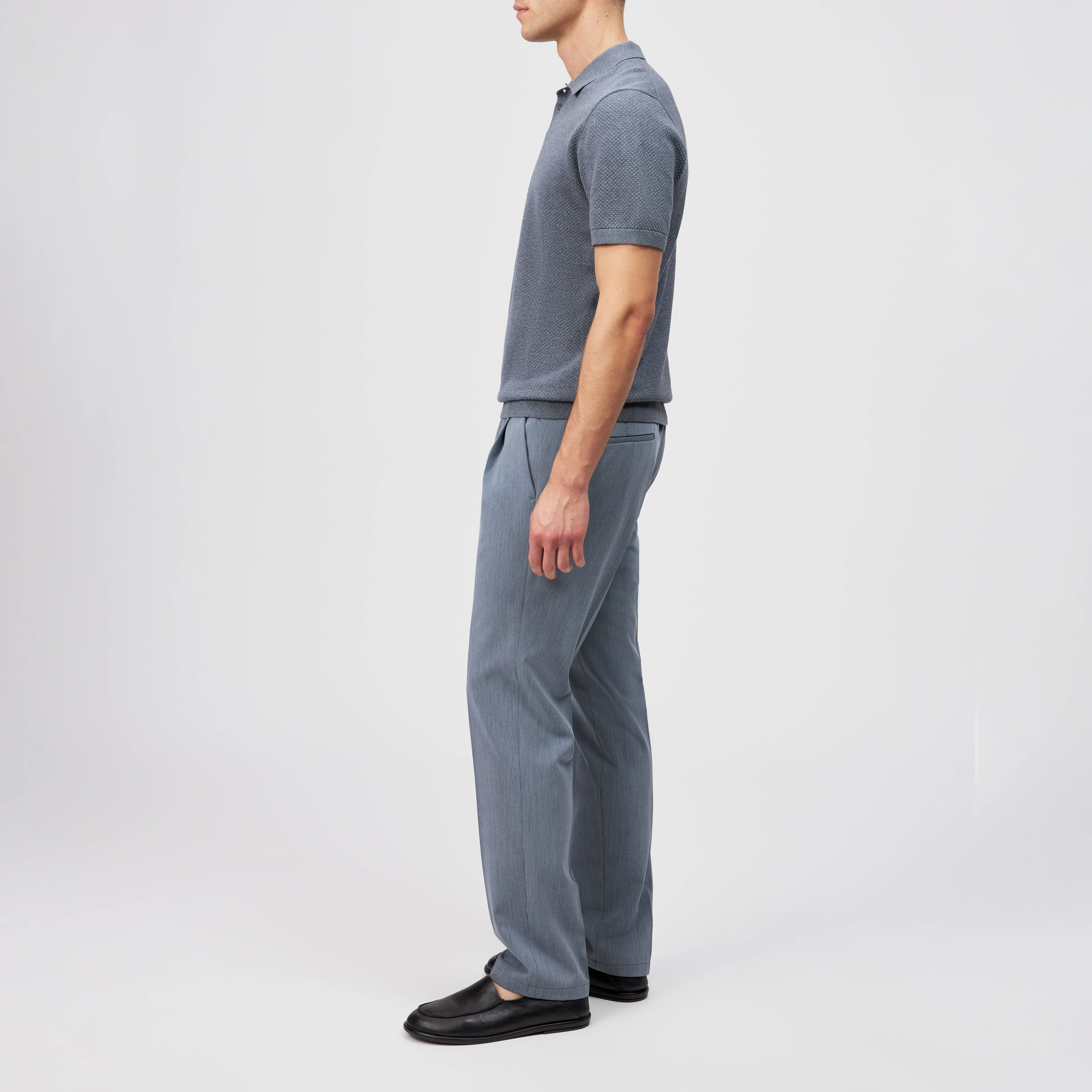 TRITON - Polo en coupe classique en maille jacquard. - men - bleu - Seitenansicht