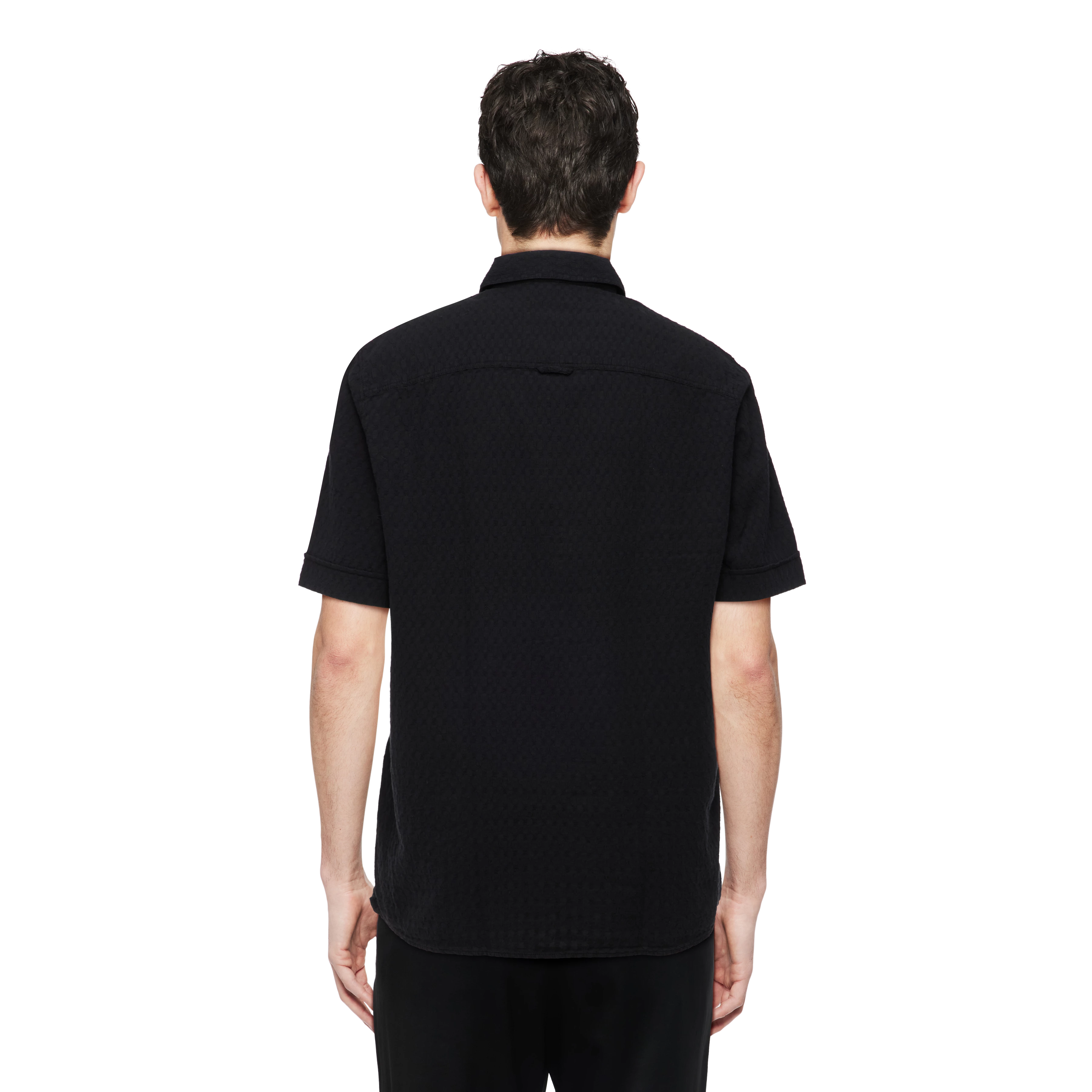 VIGOMO - Chemise avec poche de poitrine en seersucker - men - noir - Rückansicht