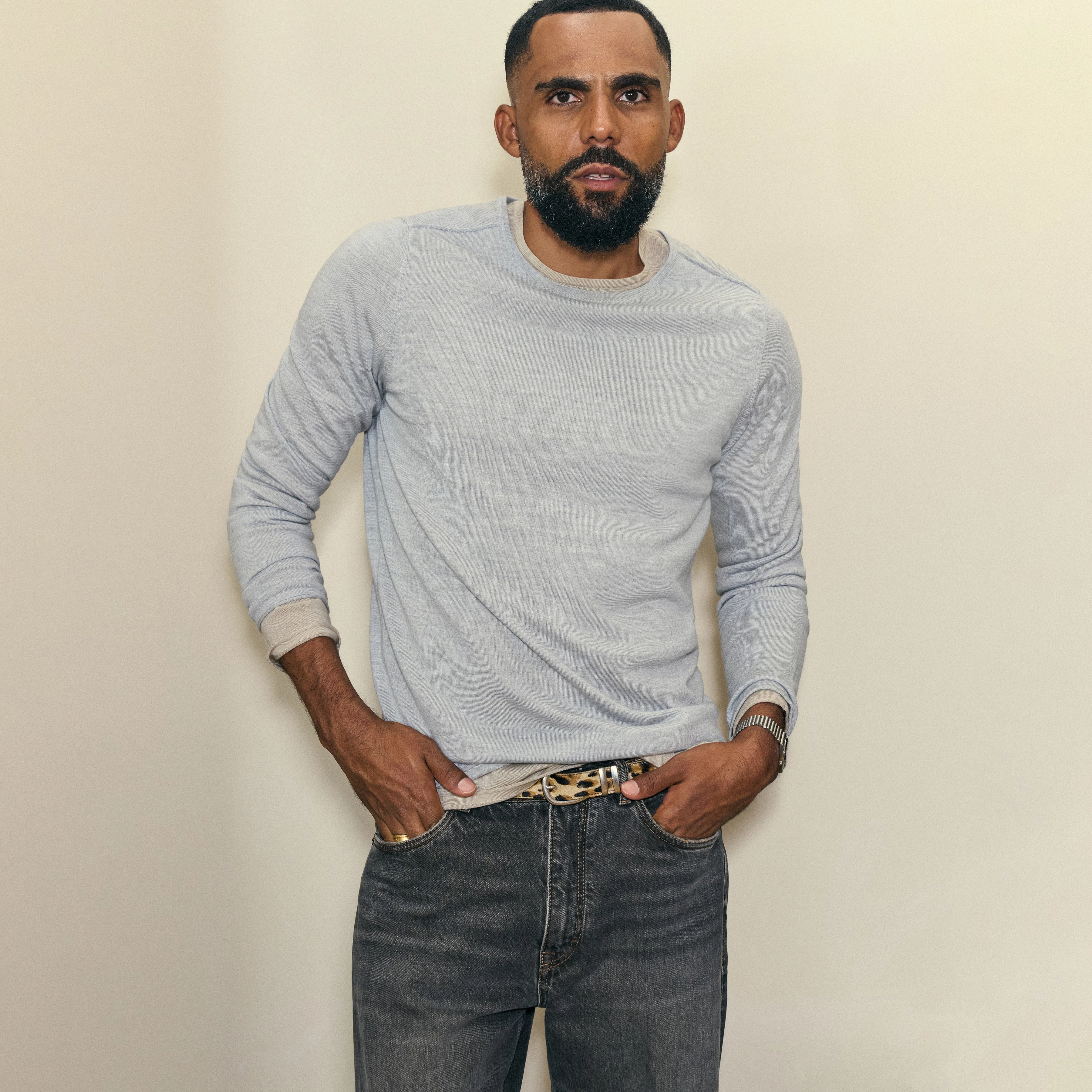 RIKONO - Fine merino wool knitted jumper - men - grey