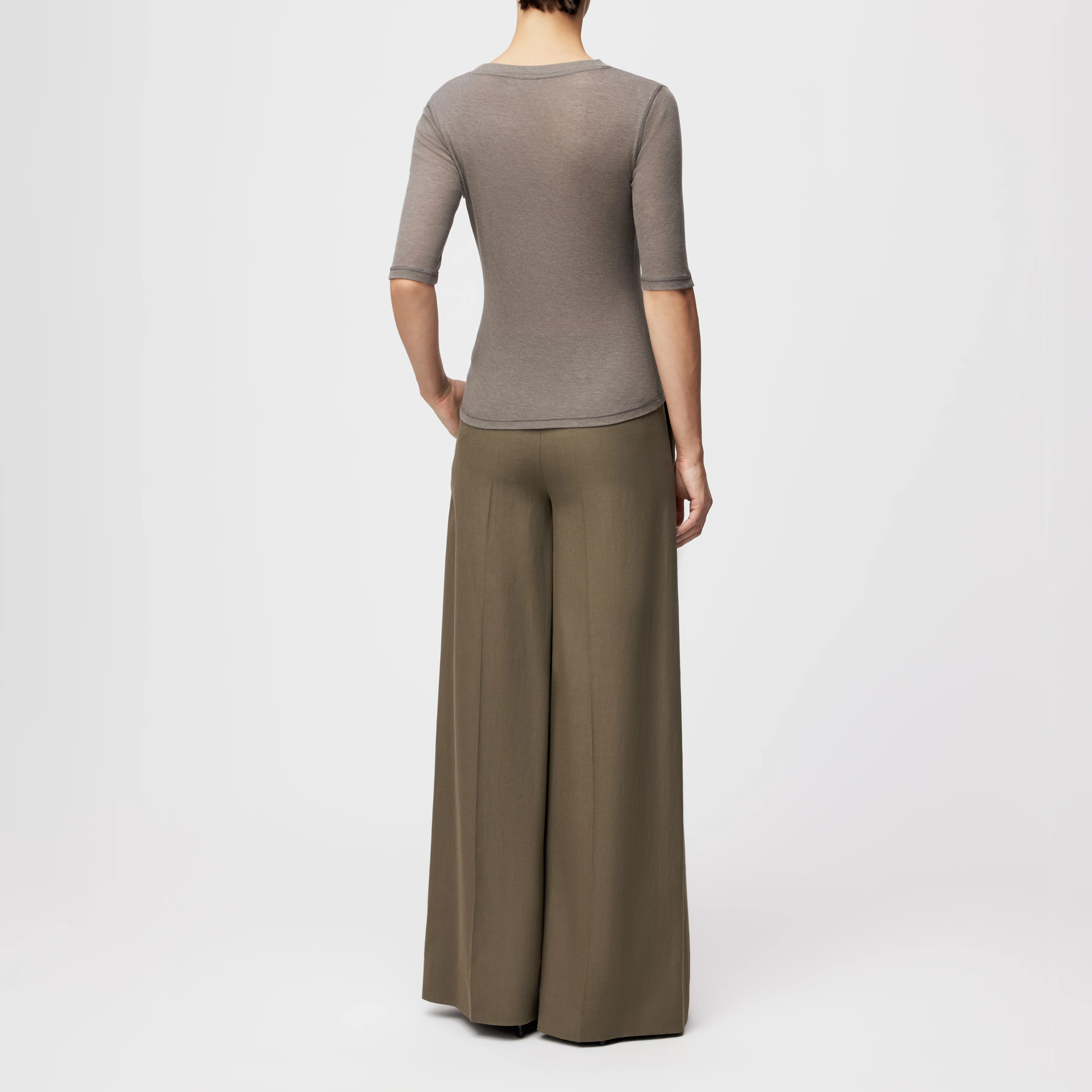 SELAY - Schmales Oberteil in Lyocell-Wolle-Mix - Damen - grau - Rückansicht