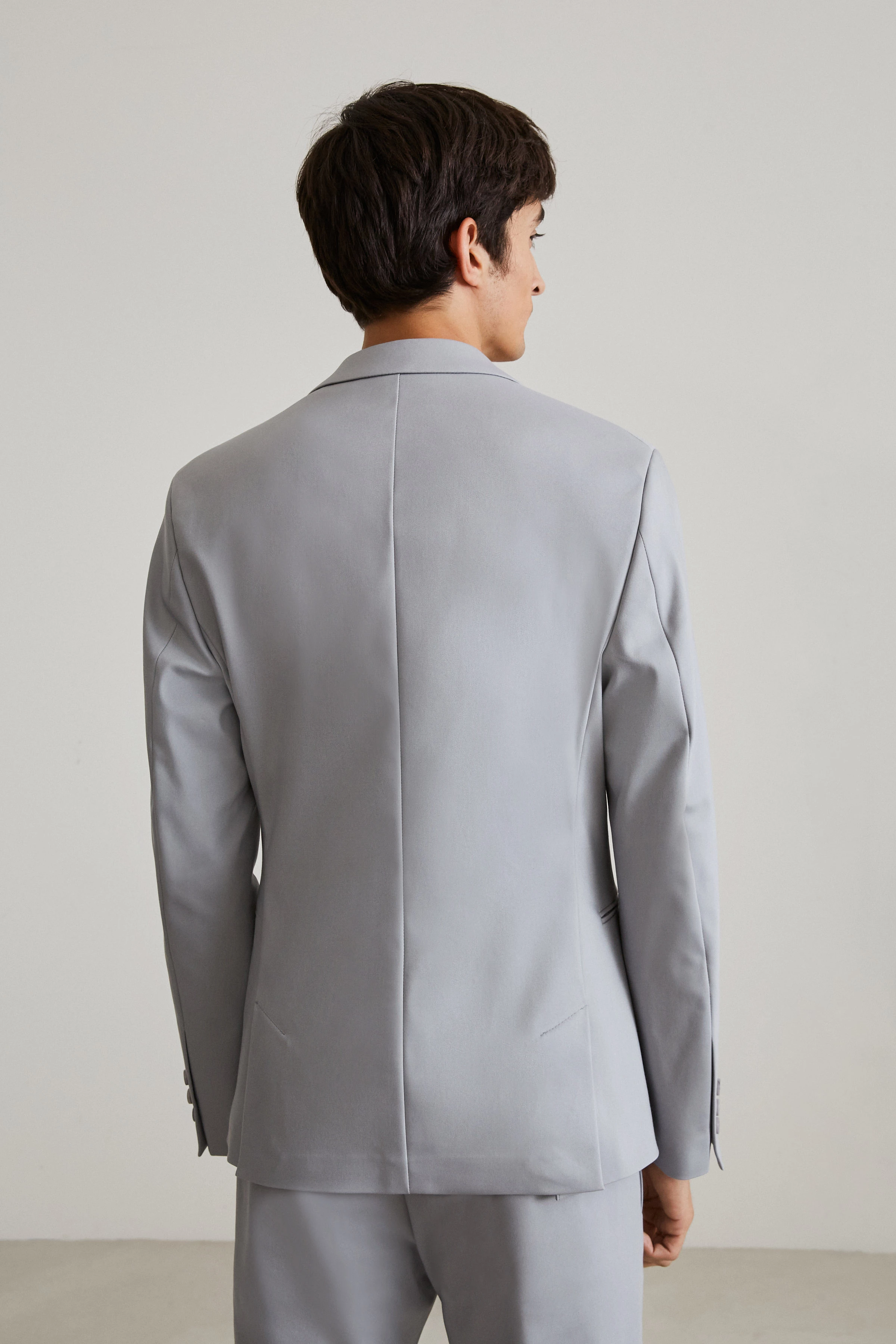 HORLEY - Slim Fit Sakko mit fallendem Revers in Techno-Stretch - Herren - grau - Rückansicht