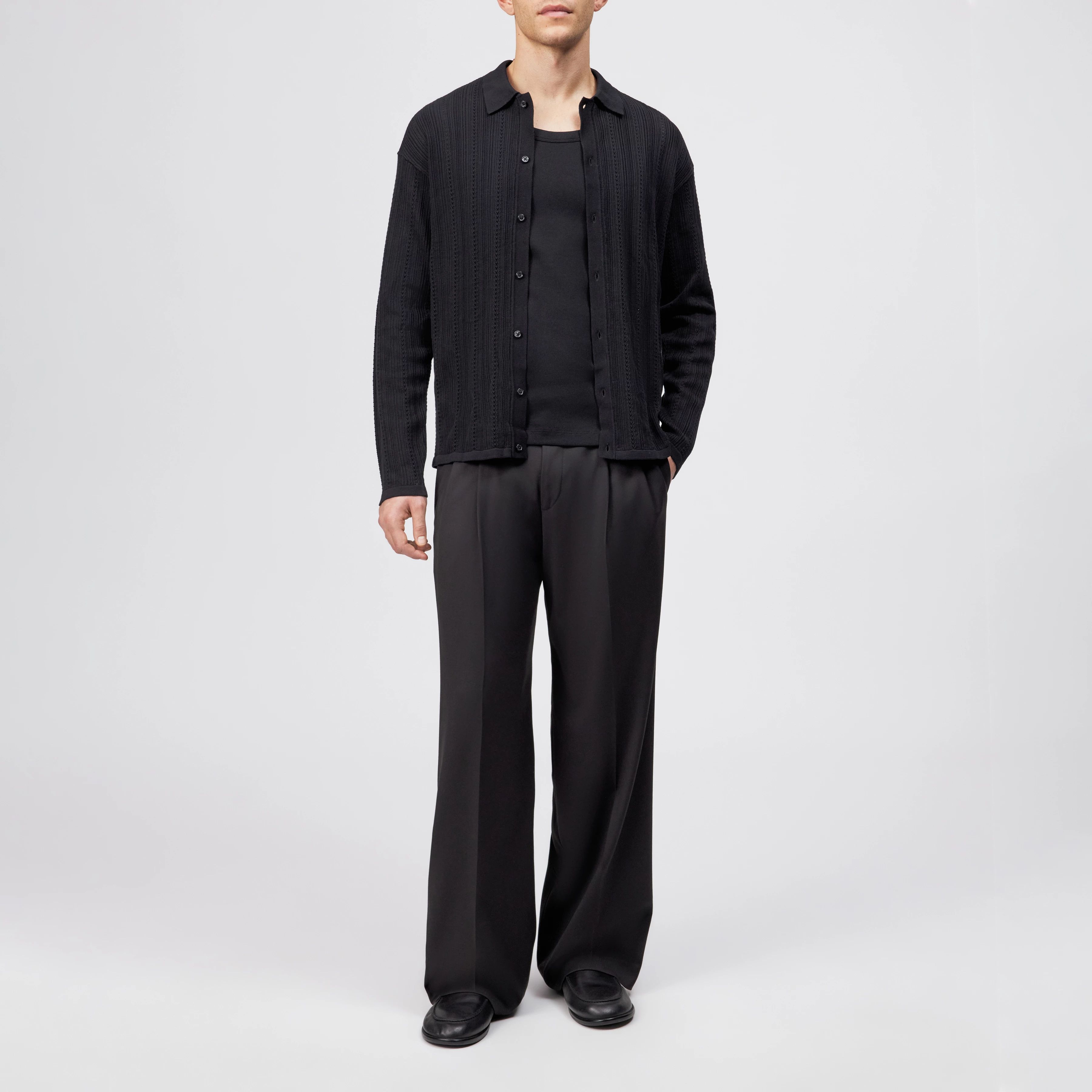 EMILIAS - Regular fit cotton polo - men - black - Ganzkörper-Frontansicht