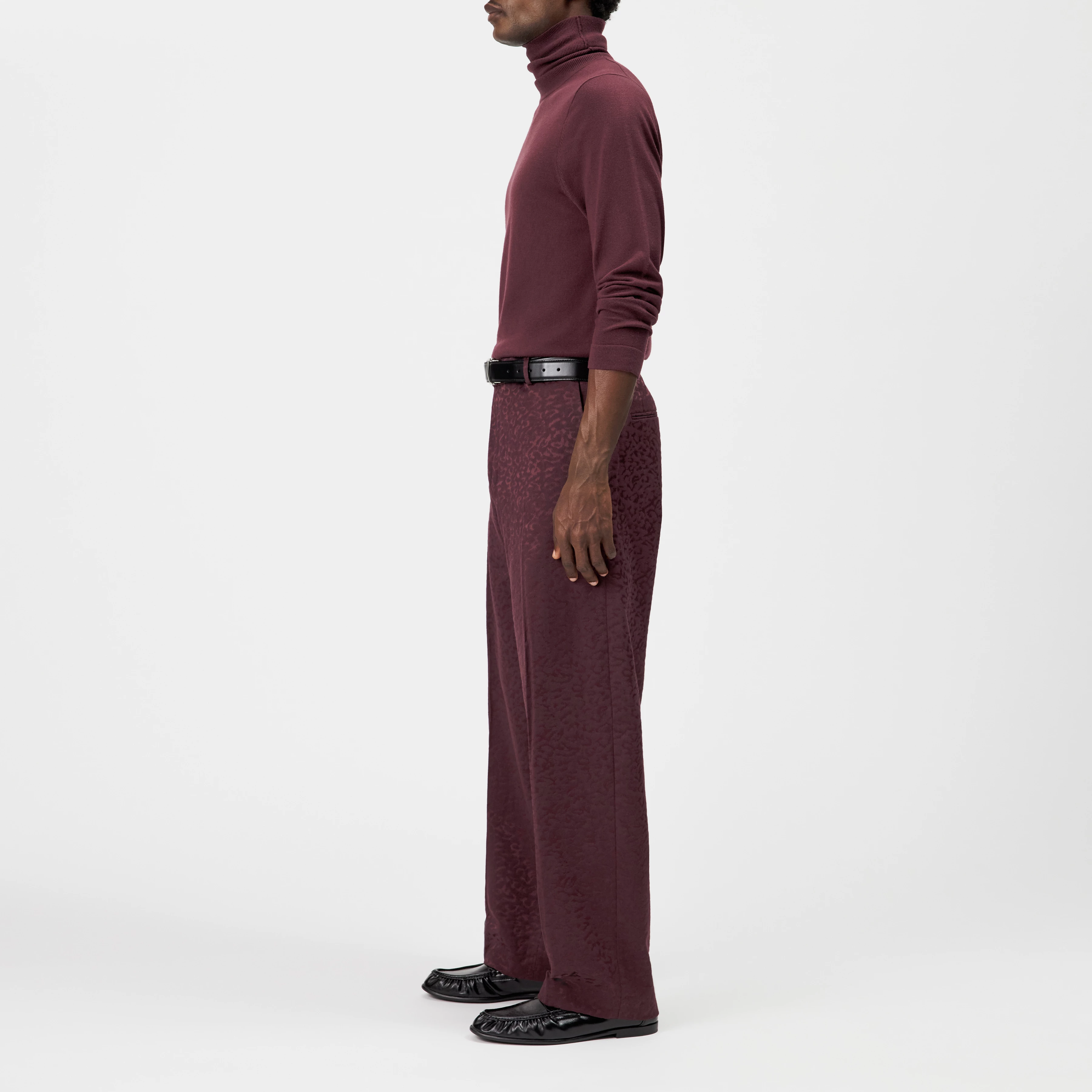 JOEY - Turtleneck jumper in 100% merino wool - men - red - Seitenansicht