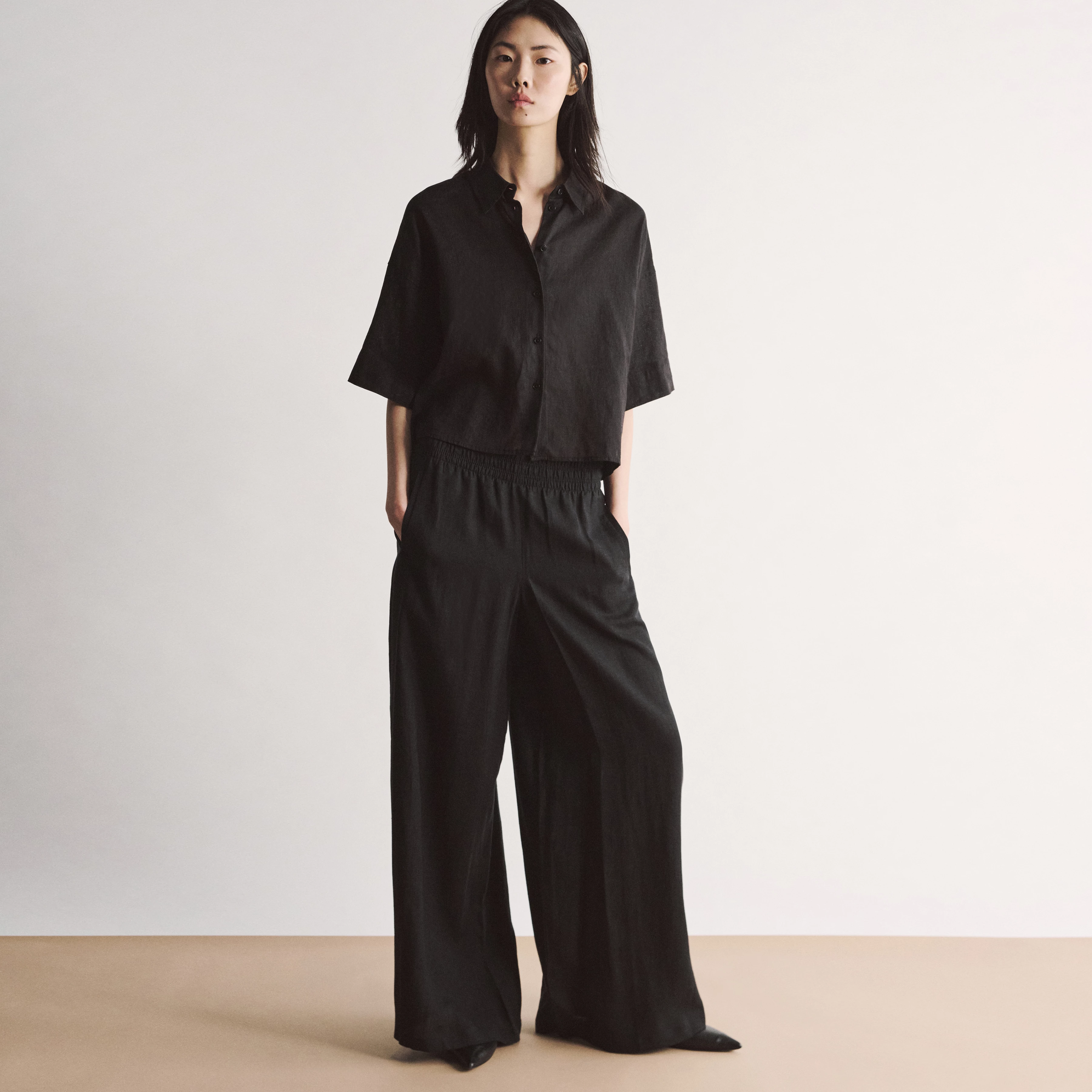 CEILING - Wide trousers in linen - women - black