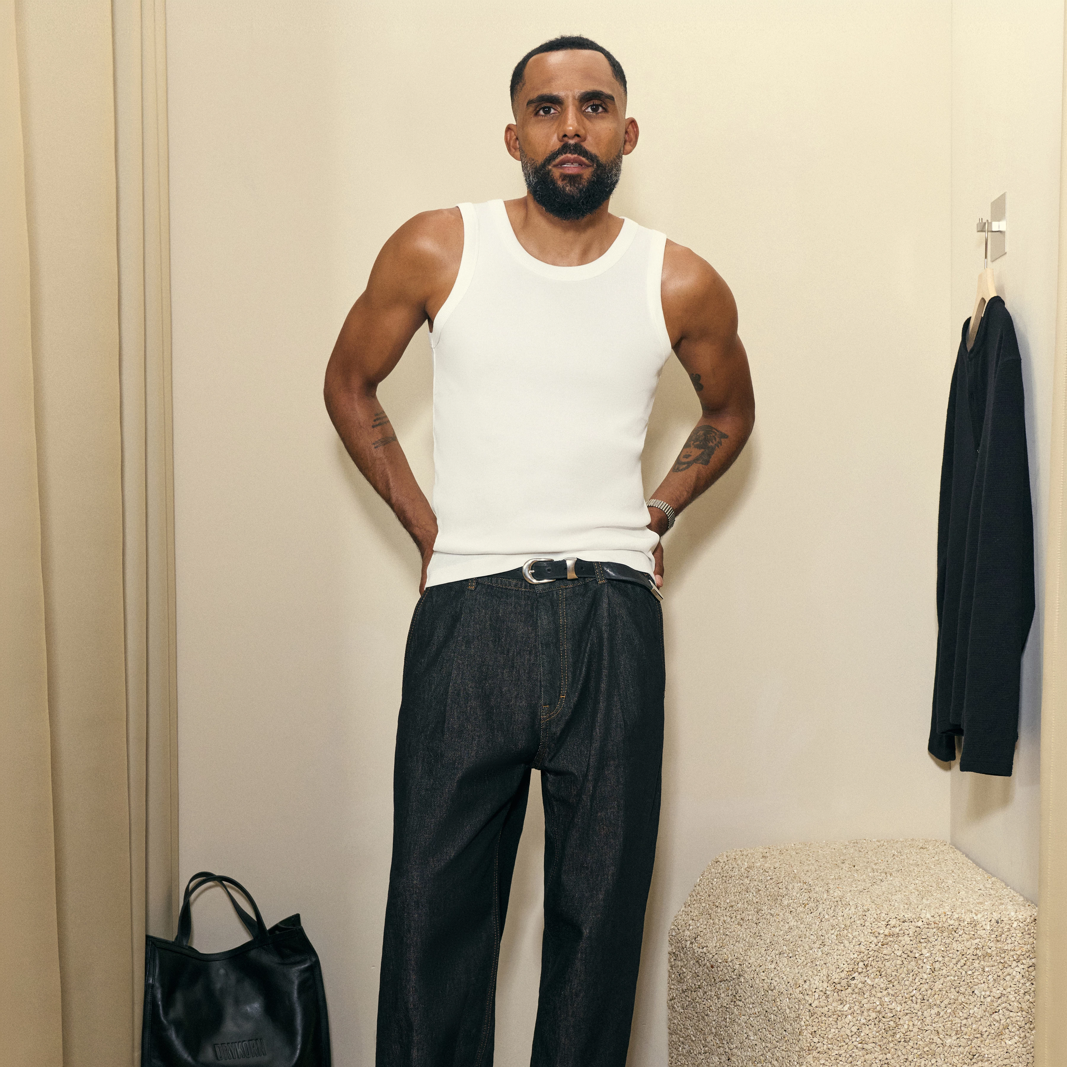 NATHAN - Bodyfitted Ripp-Tanktop in Baumwolle - Herren - weiß