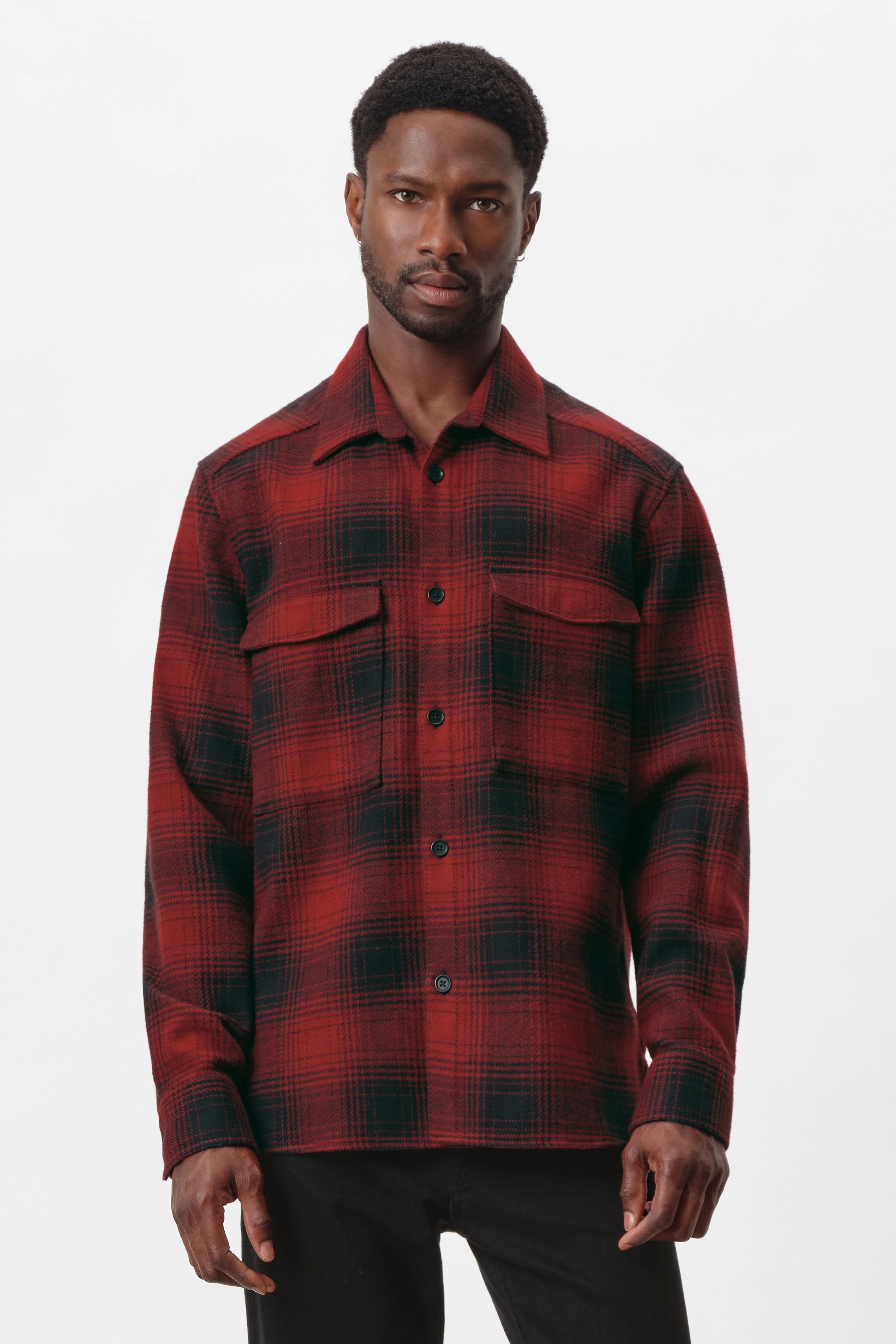 GUNRAY - Relaxed Fit Overshirt in heavy Flanell - Herren - rot - Frontansicht