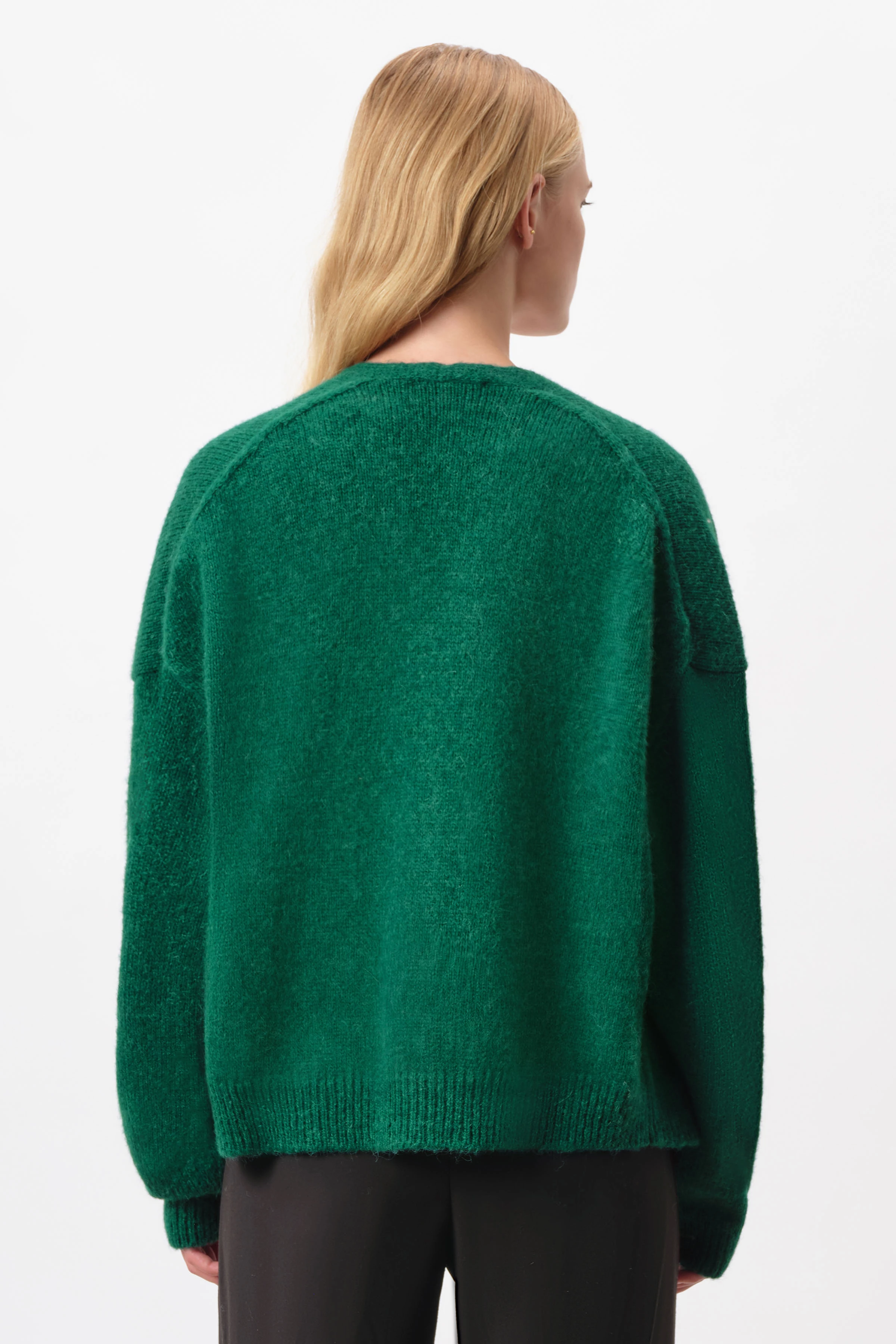 MIRALA - Strickjacke in Alpaka-Mix - Damen - grün - Rückansicht