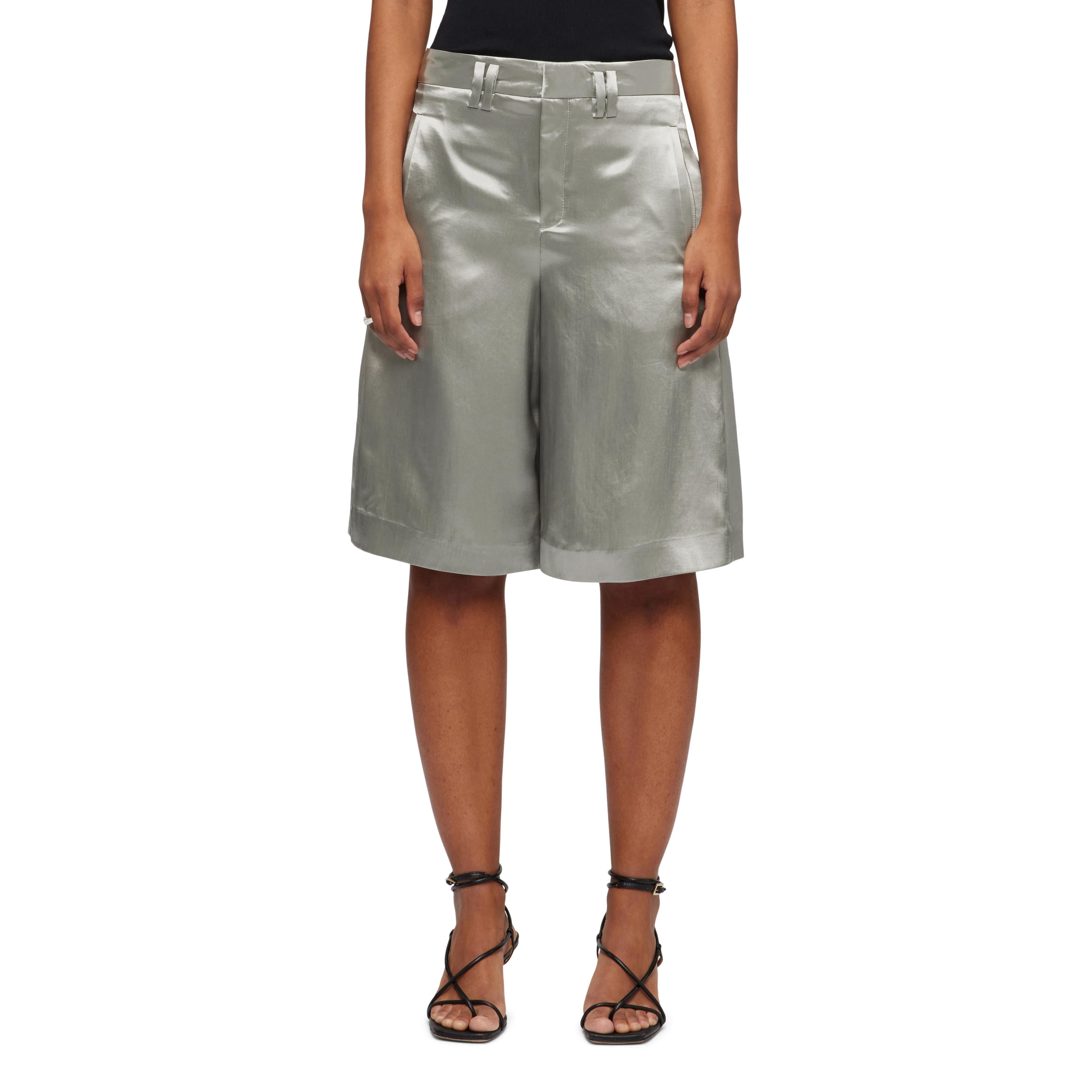 TERRIFY - Bermuda shorts in satin - women - beige - Frontansicht