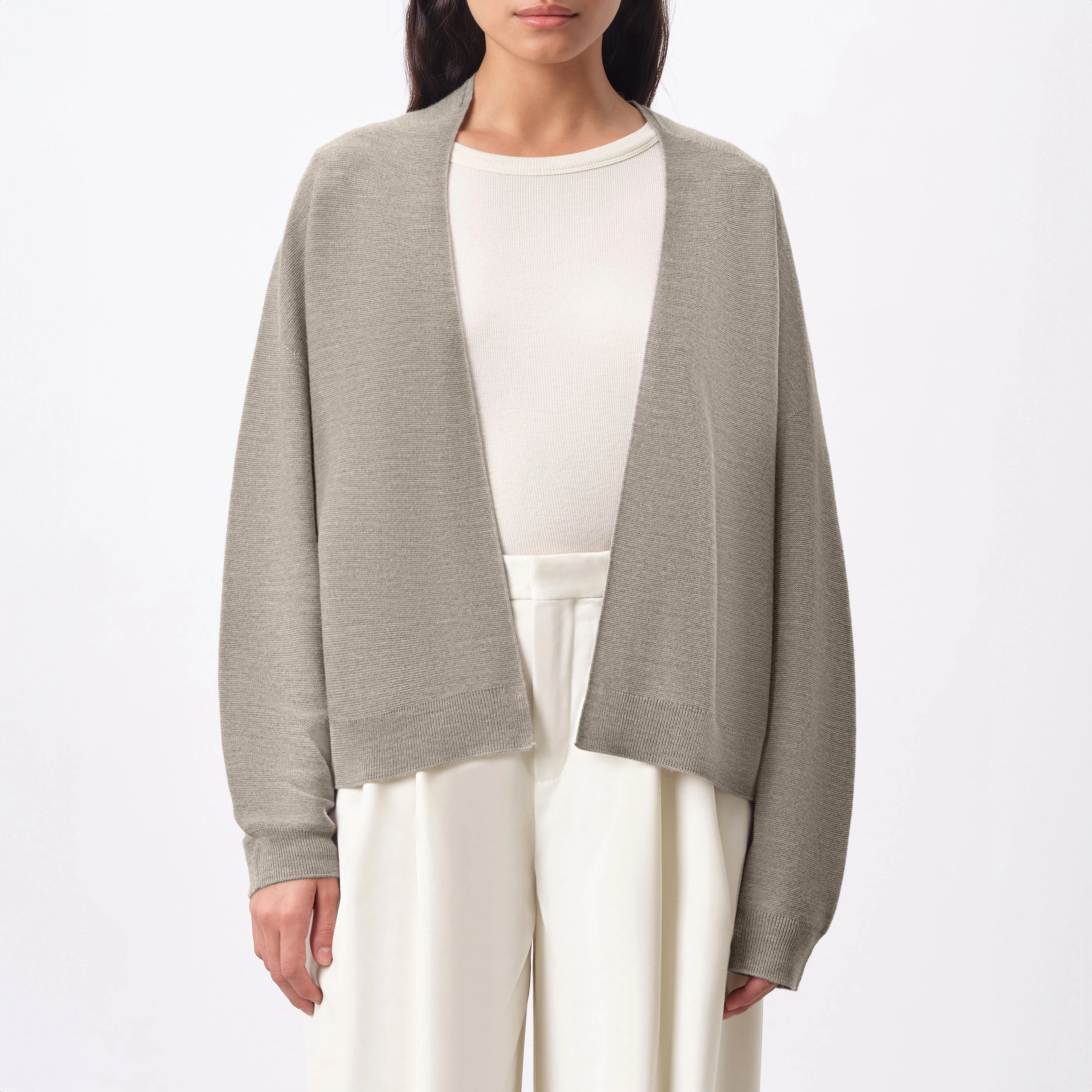 MIRALA - Cardigan en laine mérinos - women - beige - Frontansicht