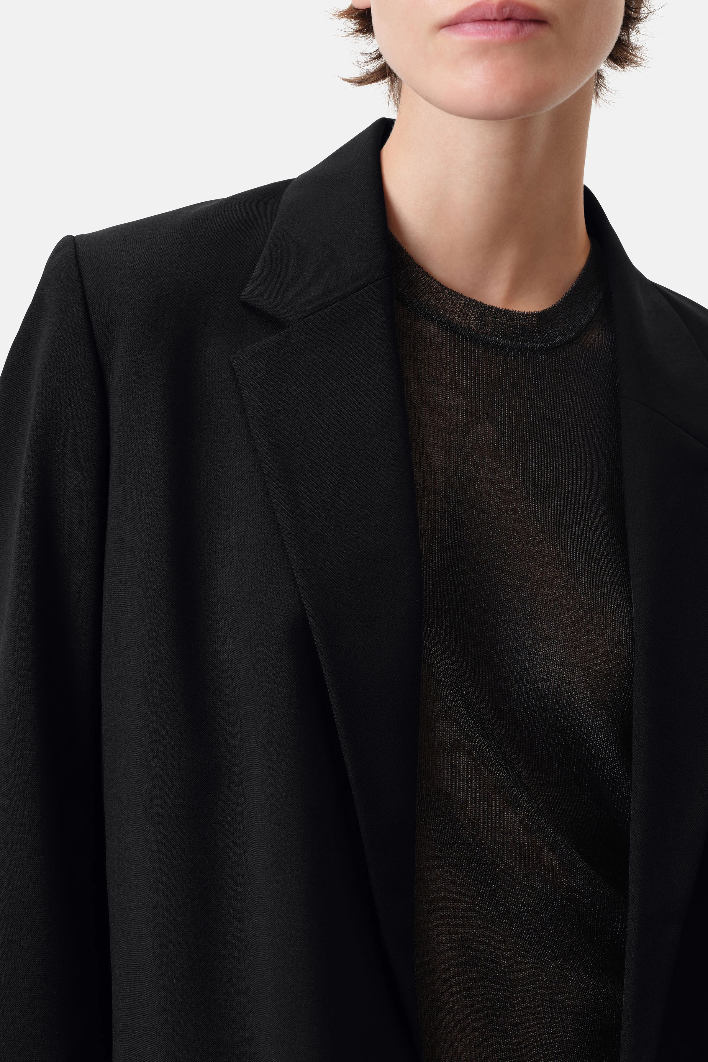 IDBURY - Verschlussloser Boyfriend-Blazer in Wollserge - Damen - schwarz - Seitenansicht