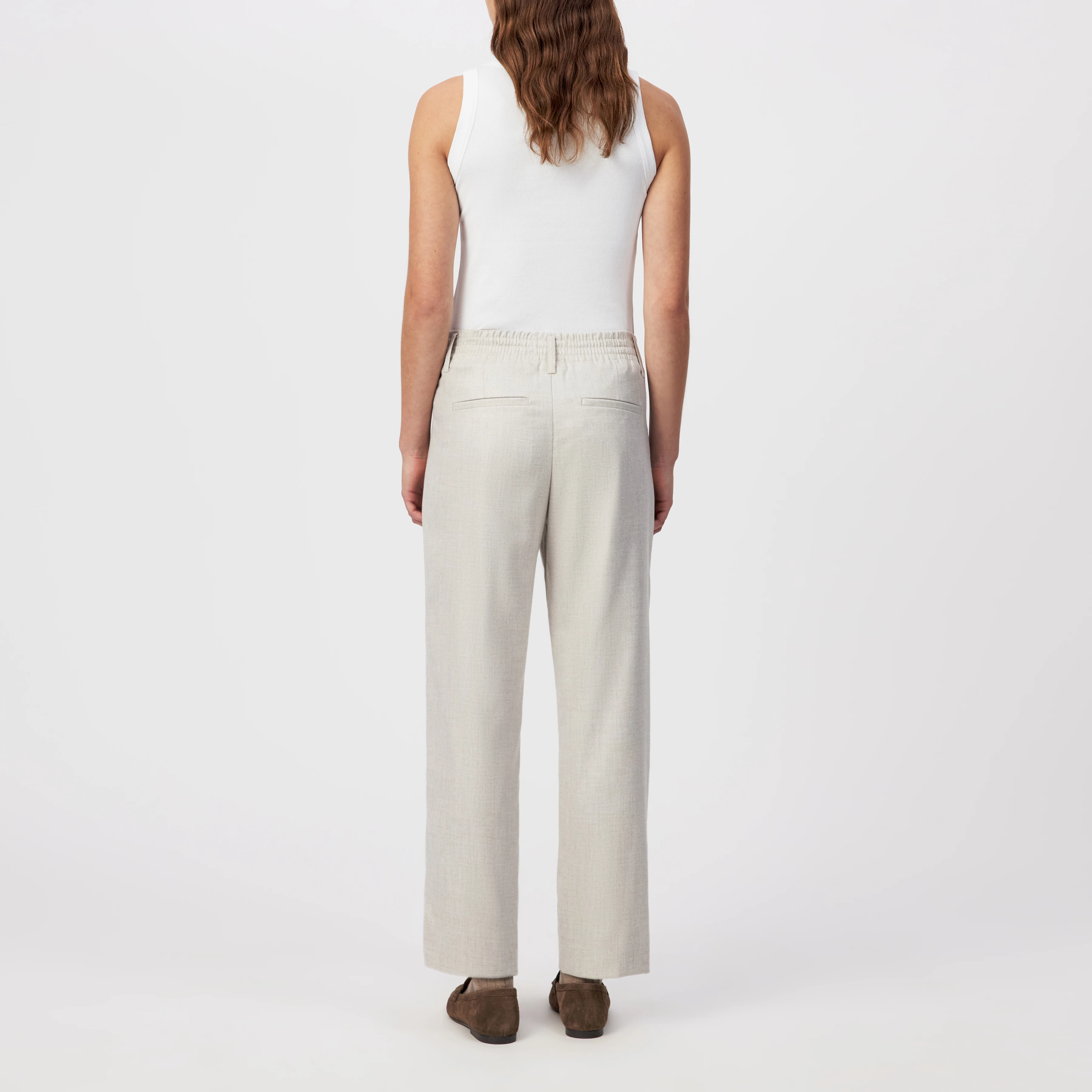 DISPATCH_0 - Pleated trousers in soft flannel - women - beige - Rückansicht