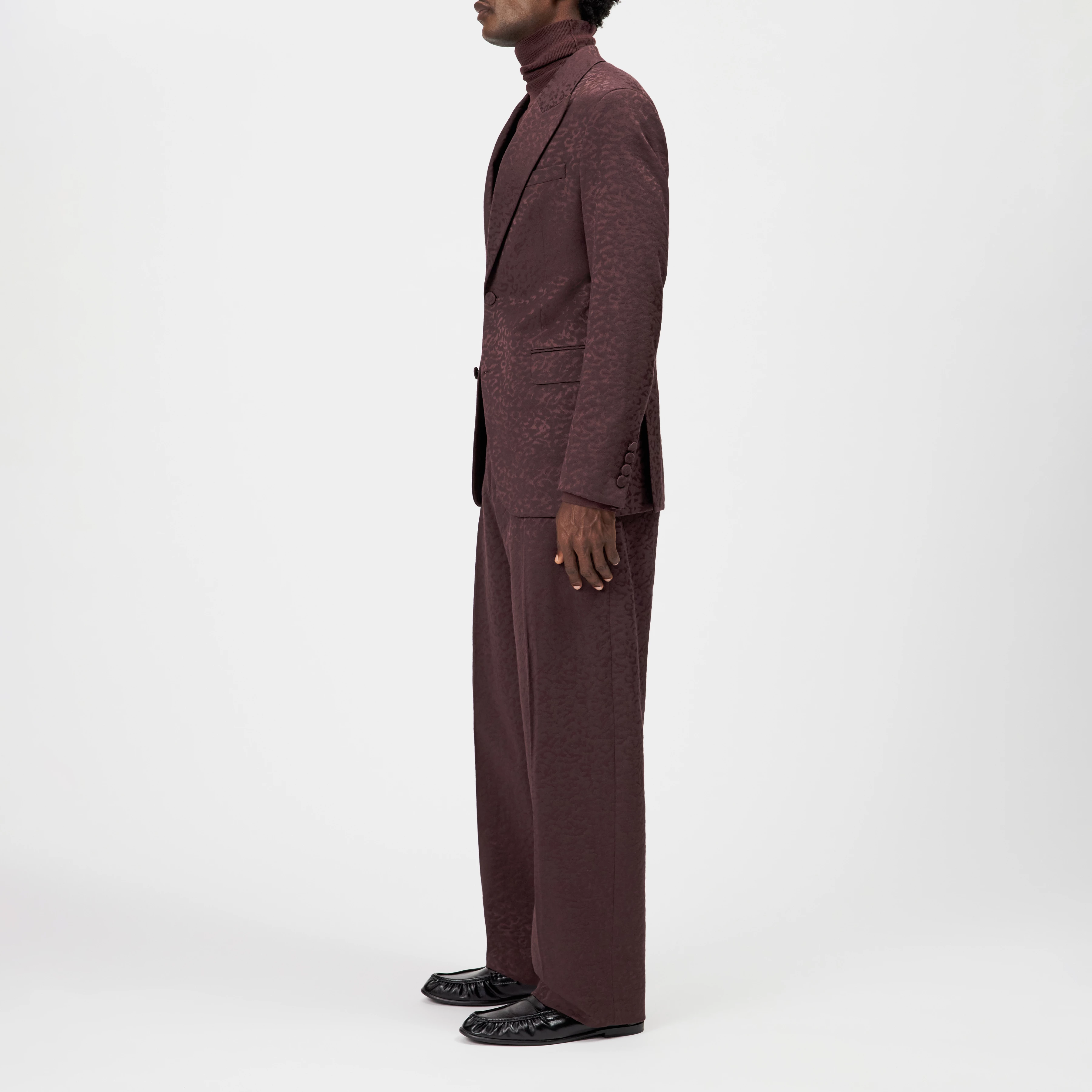 JACATO - Dinner jacket in leopard jacquard - men - red - Seitenansicht
