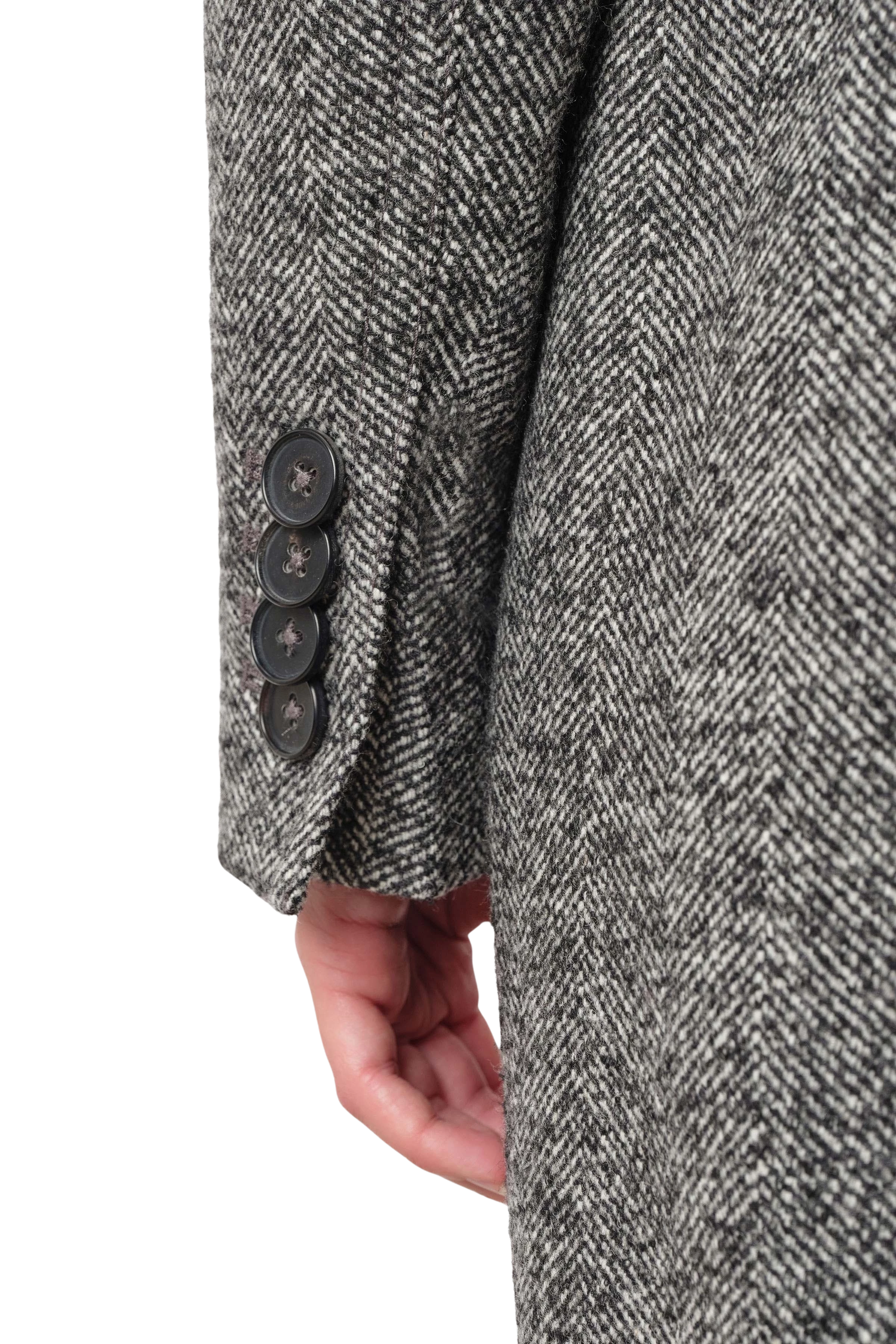 HARLESTON - uniform coat in wool with herringbone design - women - grey - Seitenansicht