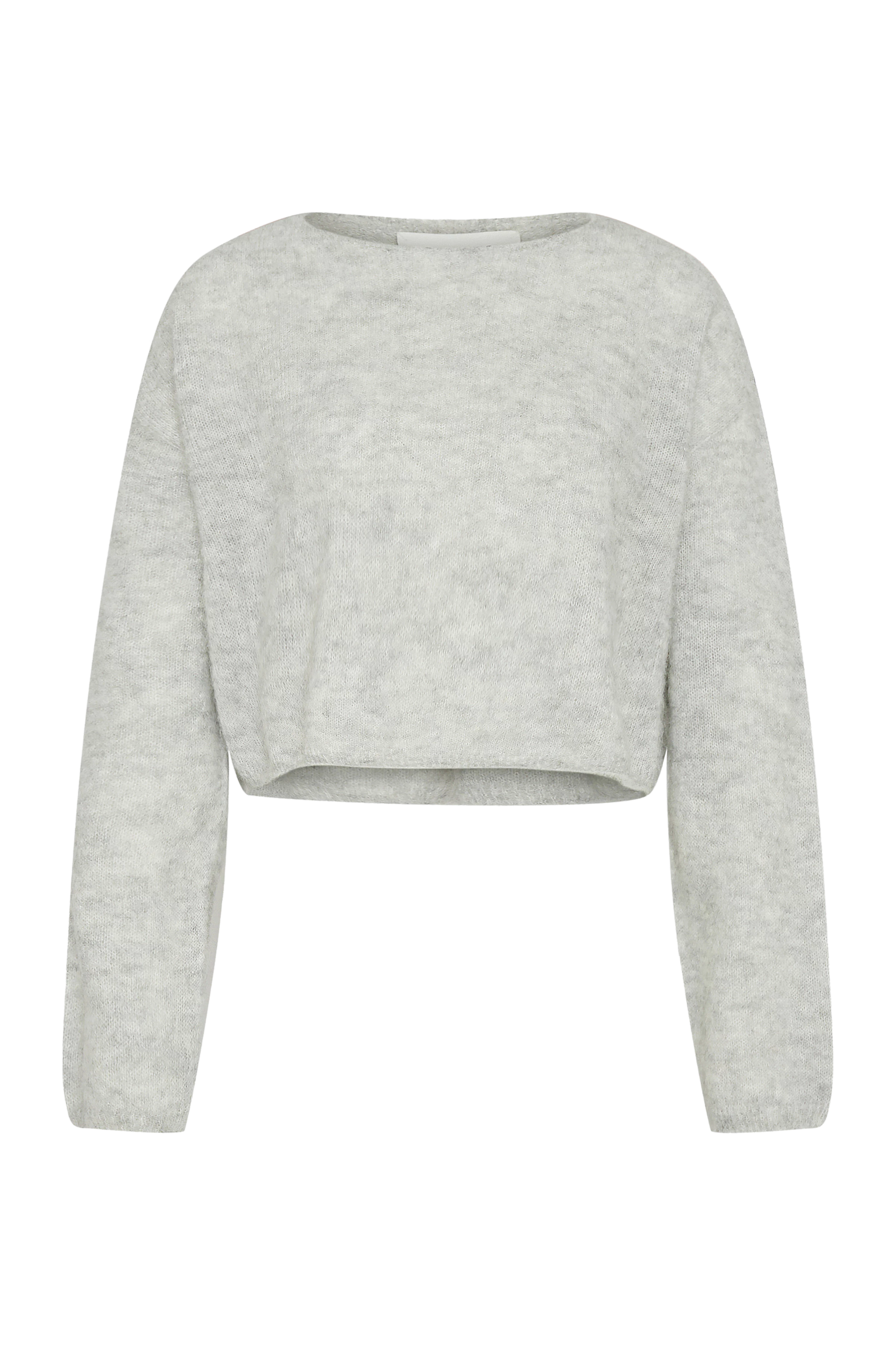 IMENY - Trui met korte mouwen in luxe suri baby alpacamix - dames - grijs - Freisteller Frontansicht