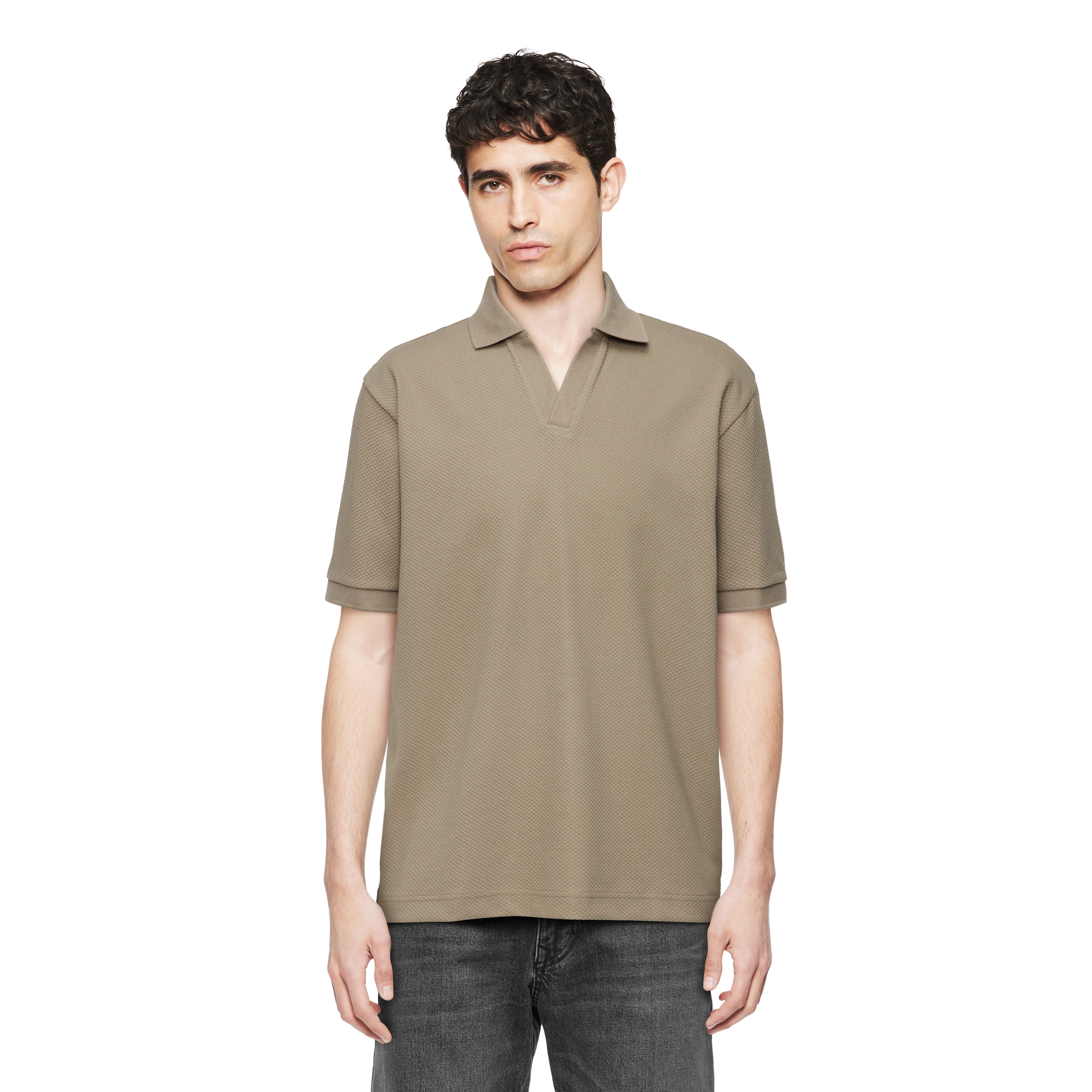 ACAYO - Casual polo in katoenmix - heren - bruin - Frontansicht