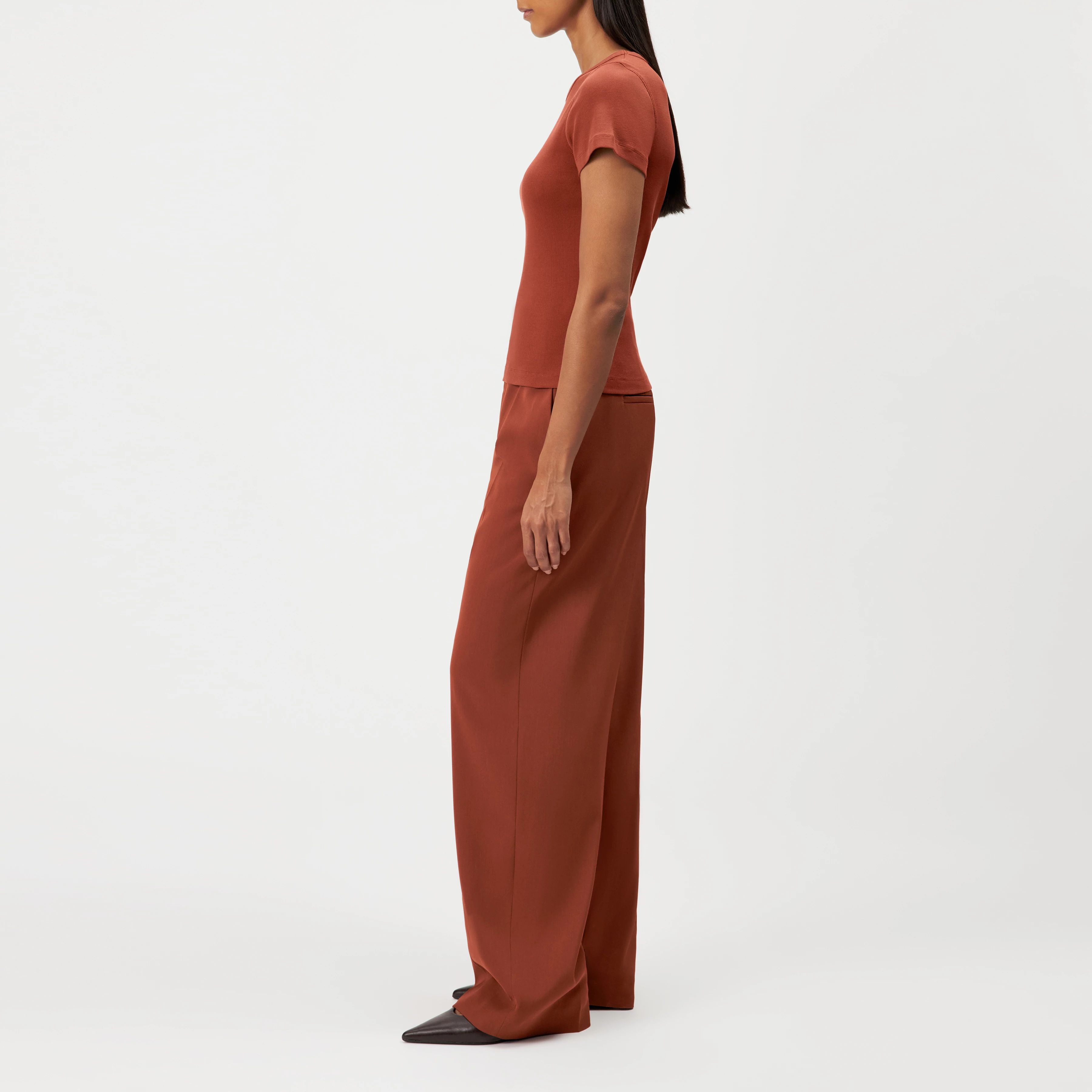 KOALE - Slim T-shirt in cotton rib - women - red - Seitenansicht