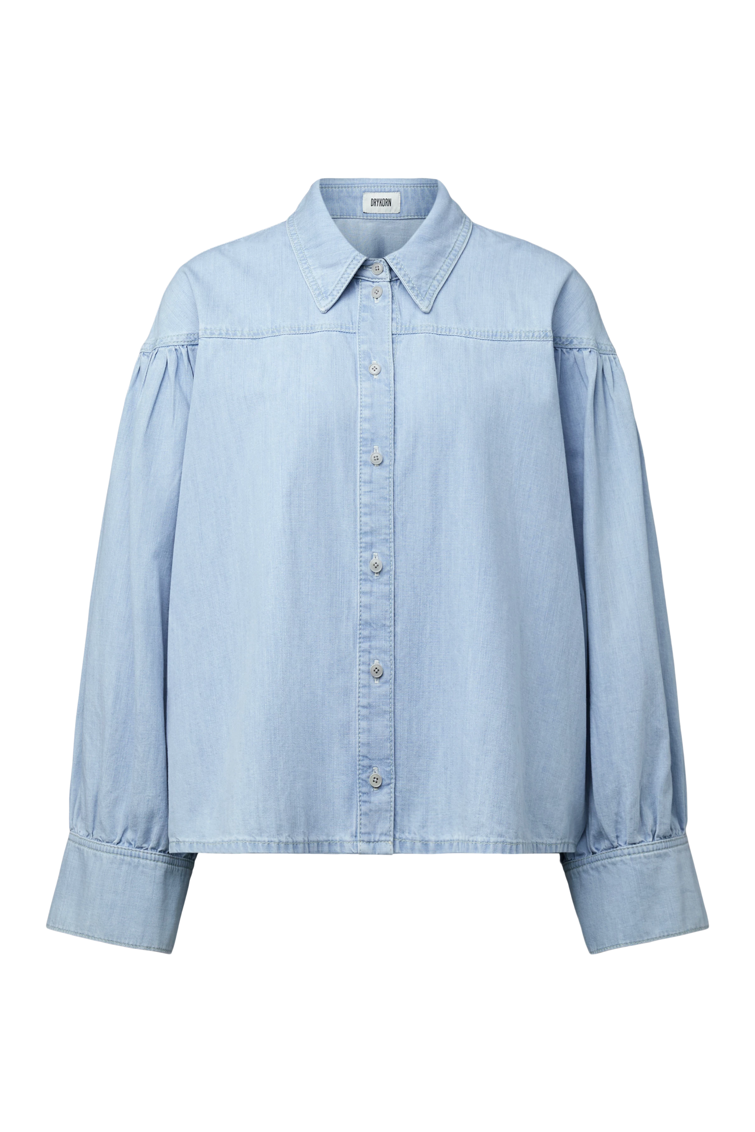 SELENI - Hemdbluse in reiner Baumwolle - Damen - blau - Freisteller Frontansicht