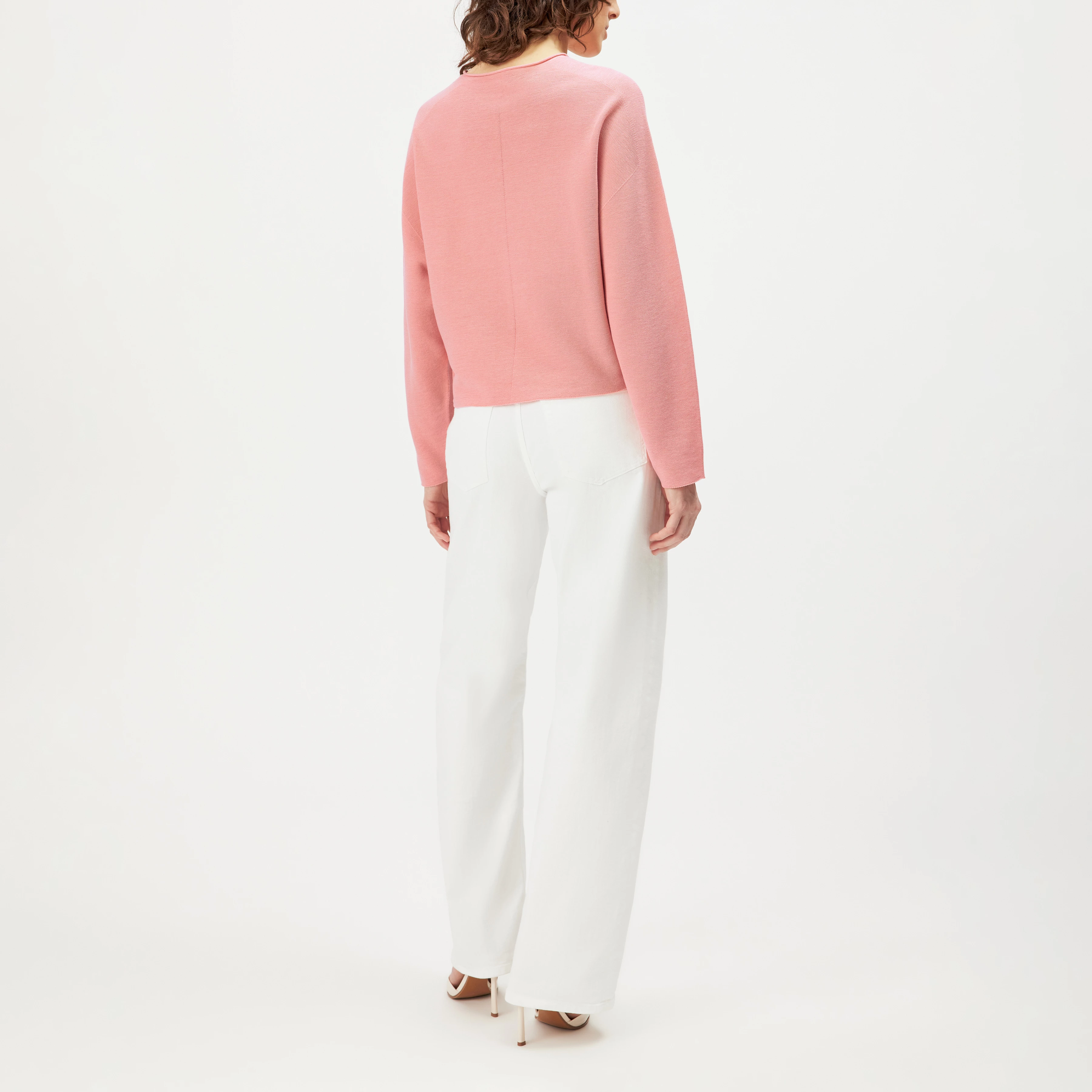 MEAMI - Cropped egg-shape pullover in pure cotton - women - orange - Rückansicht