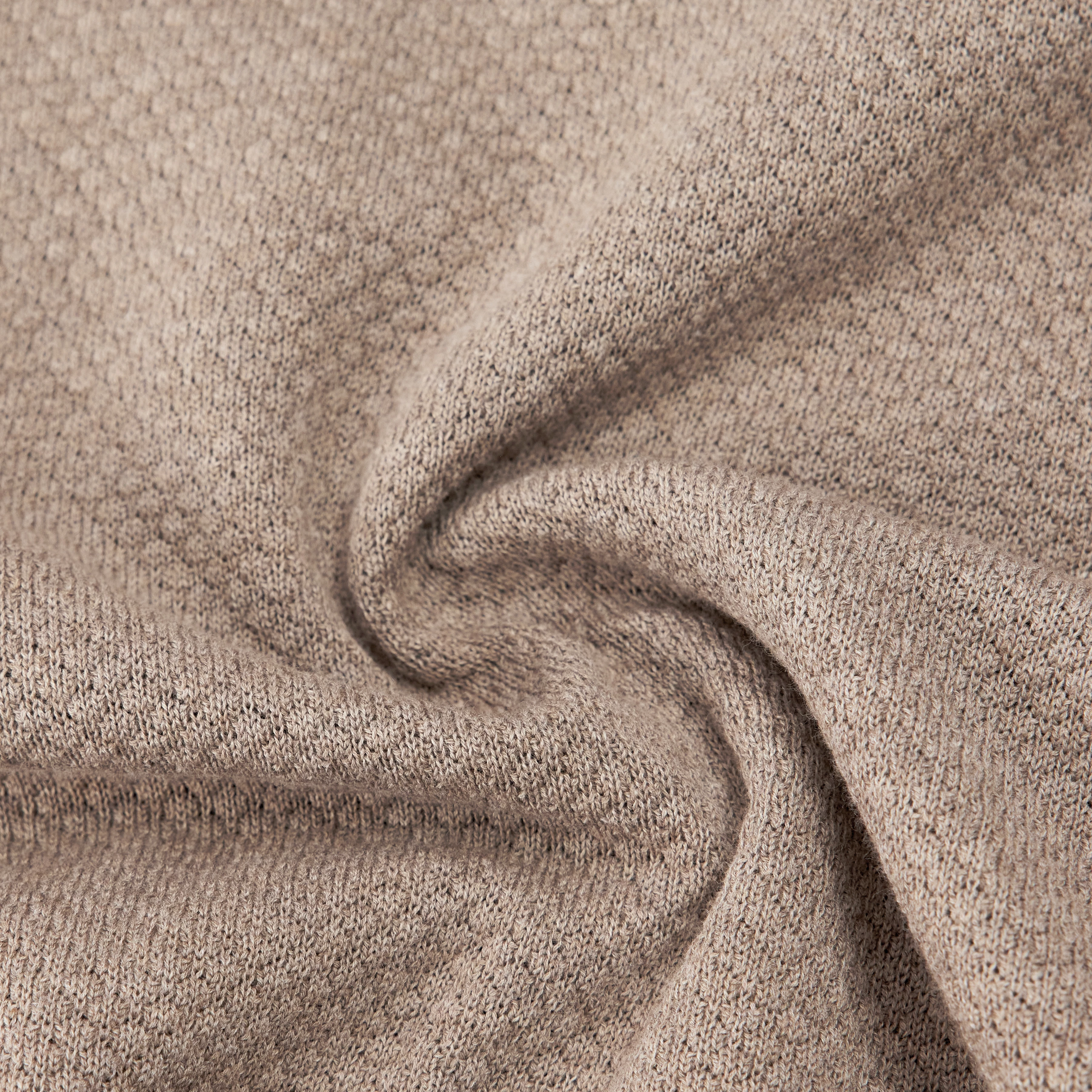 IRMINO - Longsleeve in cotton ajour - men - brown - Materialbild (B2C)