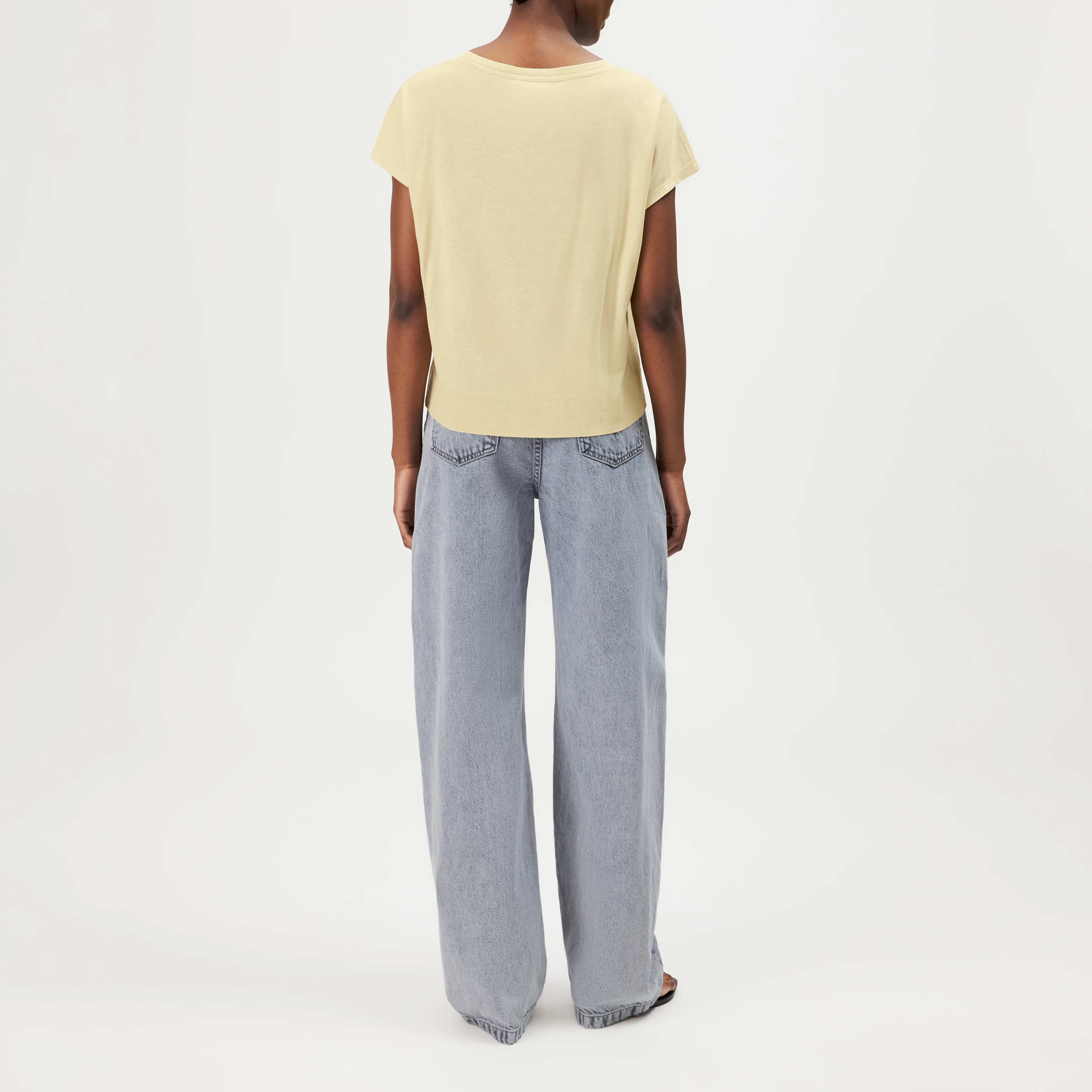 VANOPE - T-shirt in lyocell-cotton fine knit look - women - yellow - Rückansicht