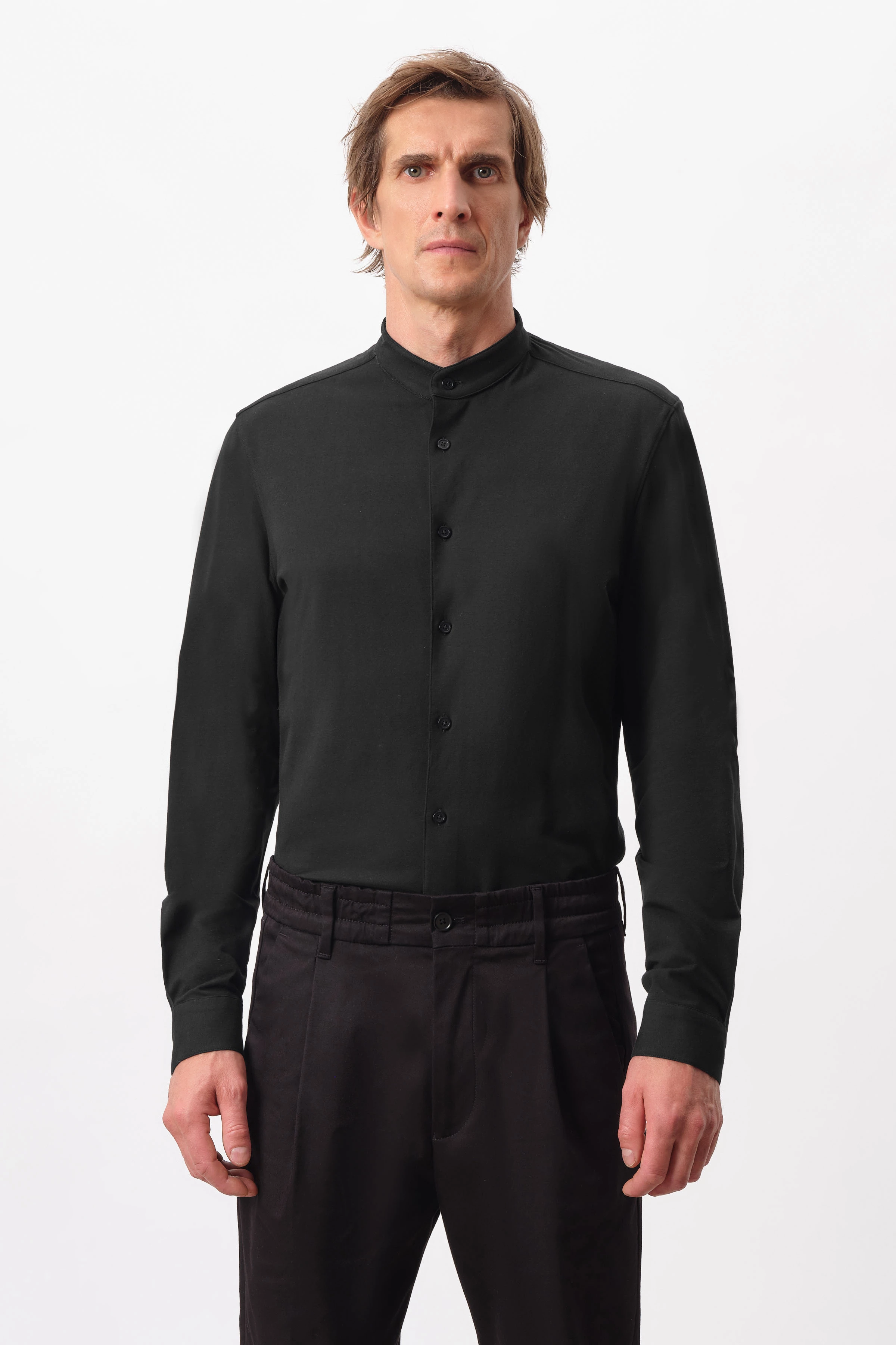 TIO - slim fit shirt in stretch cotton - men - Natural Aluminium - Frontansicht