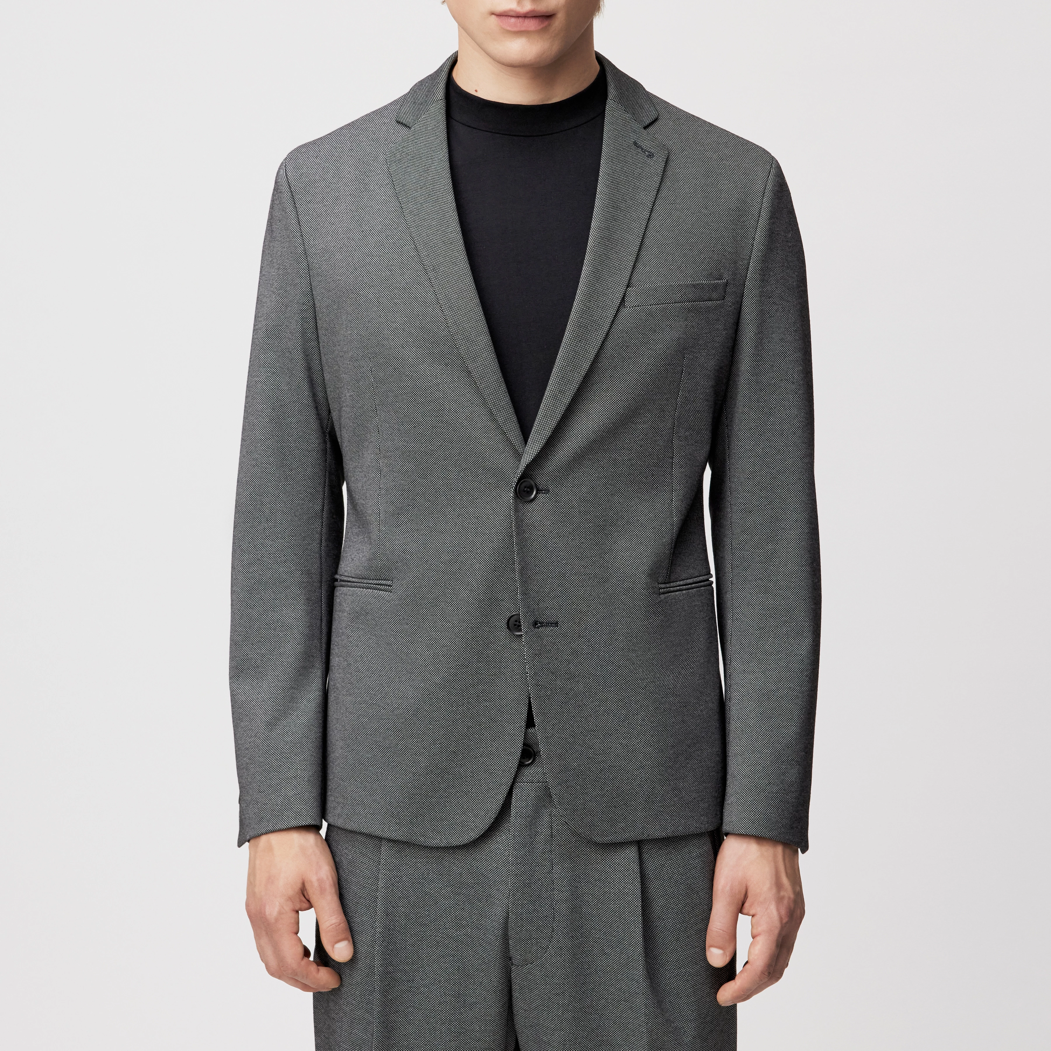 HORLEY - Slim fit jacket in jersey with design - men - Natural Aluminium - Frontansicht