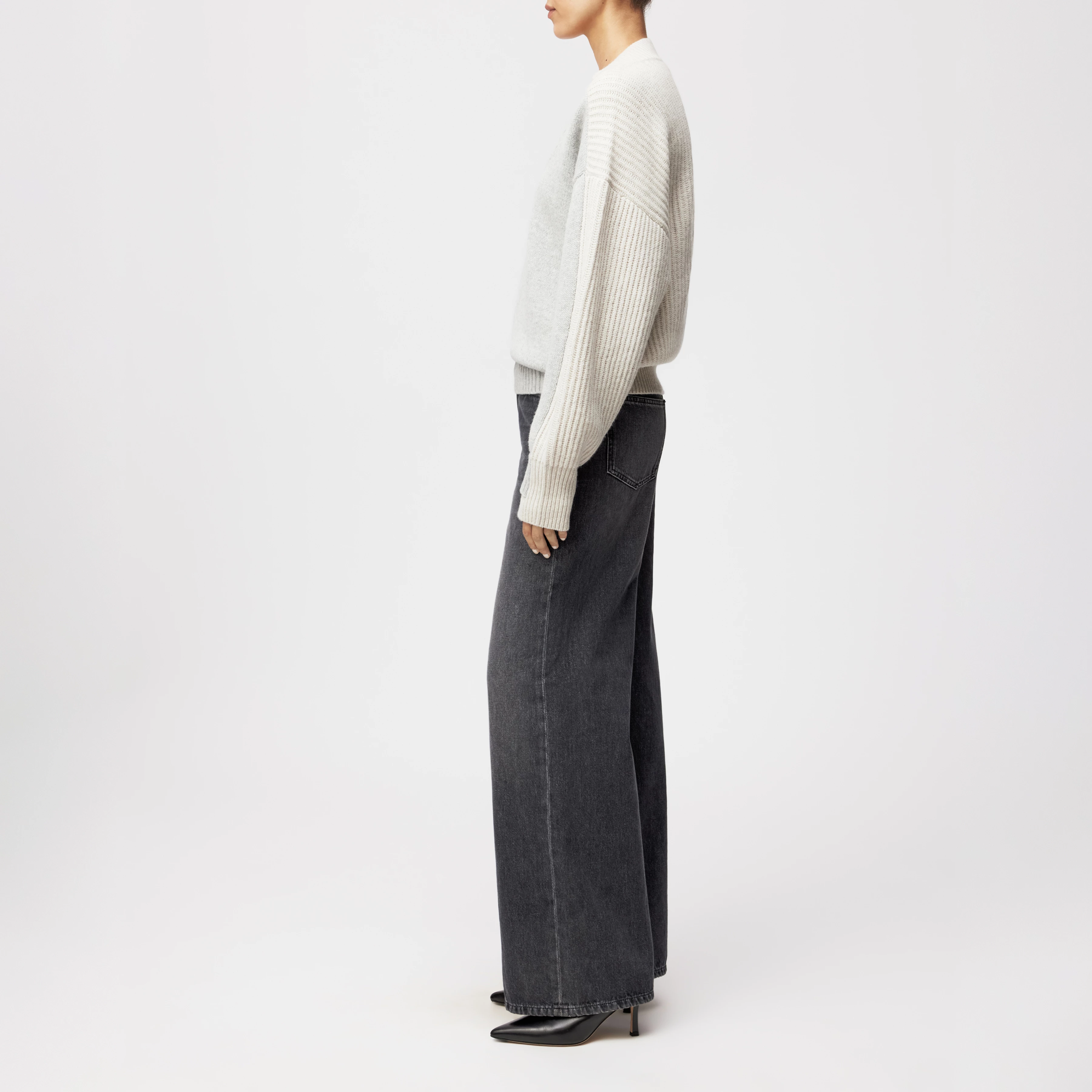 PASELIA - Oversized Pullover in Schurwolle - Damen - grau - Seitenansicht