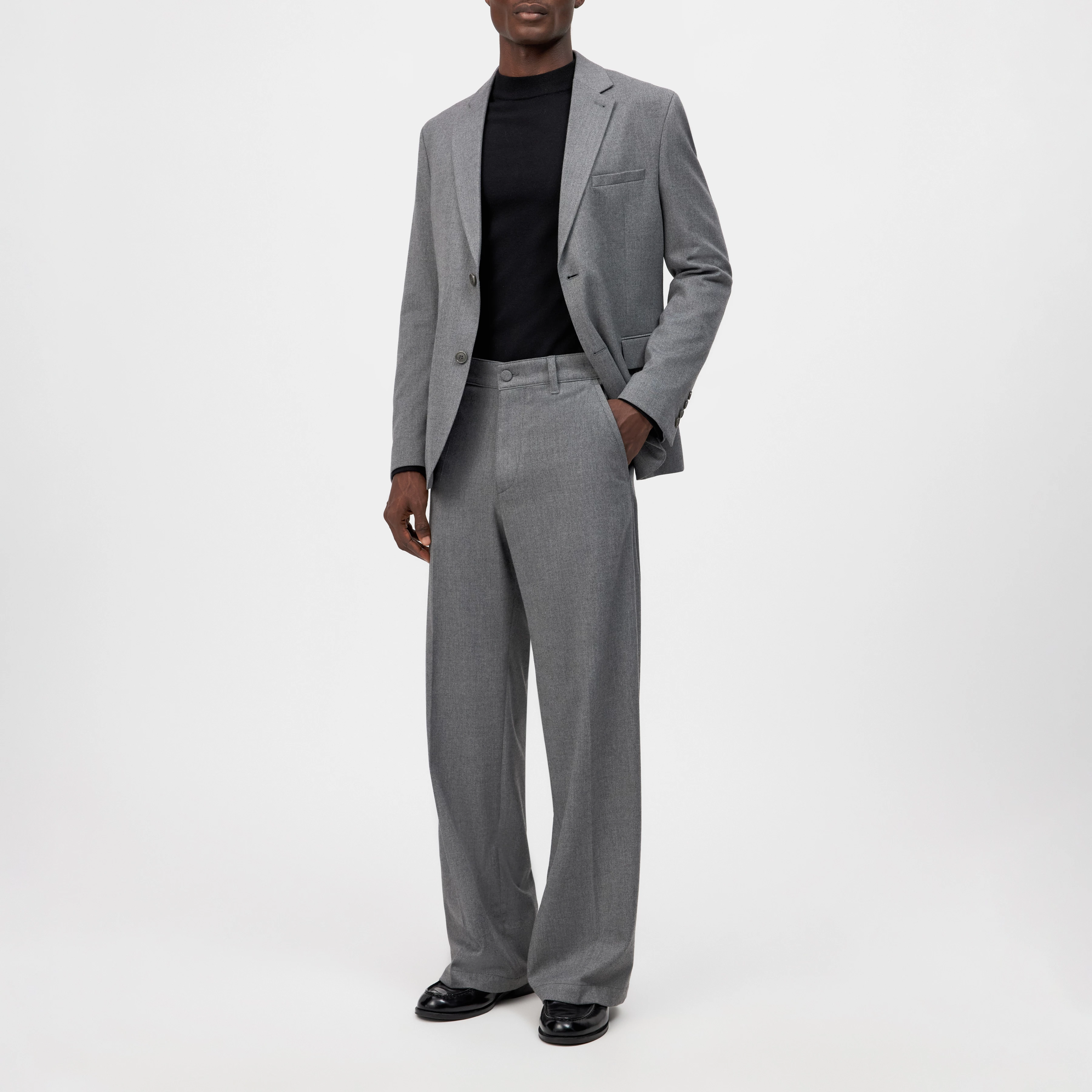 WYDER_SN - Weite Hose in softem Flanell - Herren - grau - Ganzkörper-Frontansicht